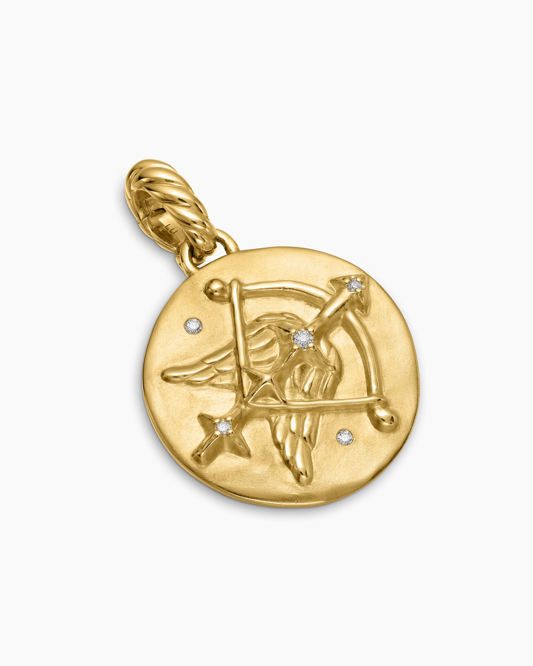 Sagittarius Amulet in 18K Yellow Gold with Diamonds, 19mm - Image 3