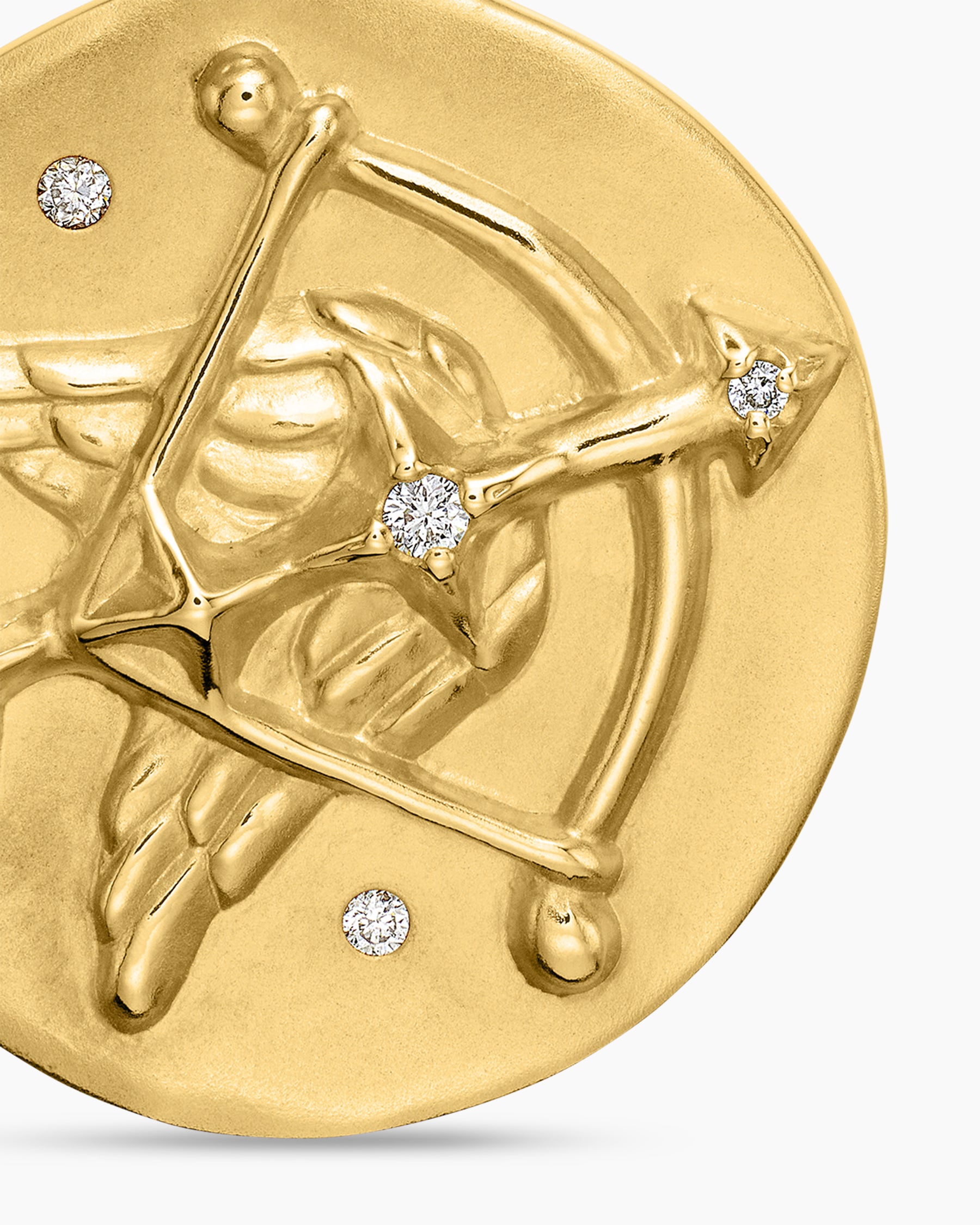 Sagittarius Amulet in 18K Yellow Gold with Diamonds, 19mm - Image 5