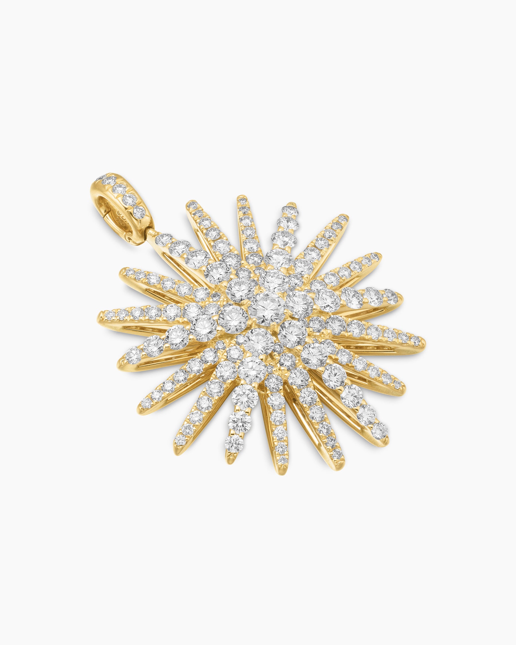 Starburst Pendant in 18K Yellow Gold with Full Pavé Diamonds, 33.7mm - Image 3