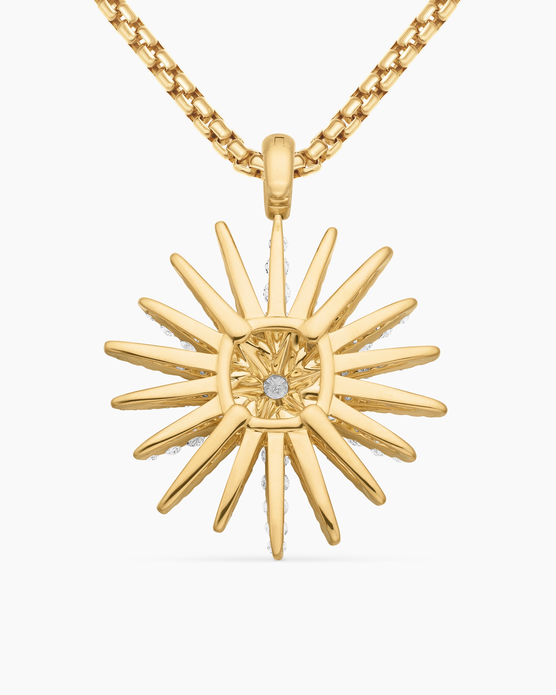 Starburst Pendant in 18K Yellow Gold with Full Pavé Diamonds, 33.7mm - Image 4