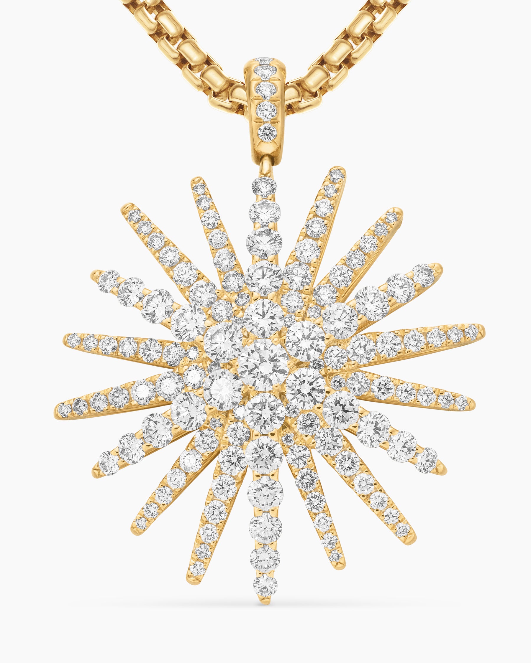 Starburst Pendant in 18K Yellow Gold with Full Pavé Diamonds, 33.7mm - Image 5