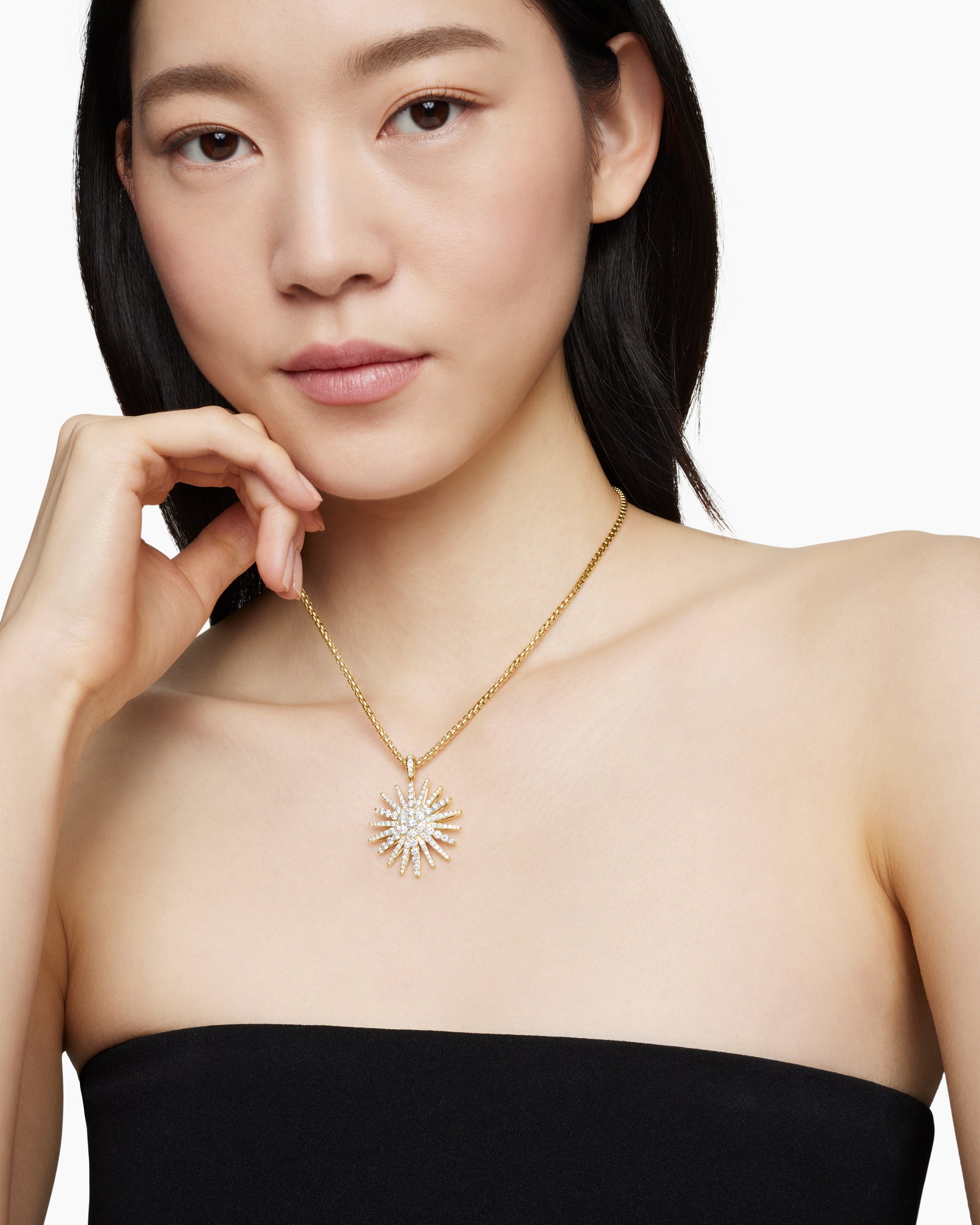 Starburst Pendant in 18K Yellow Gold with Full Pavé Diamonds, 33.7mm - Image 7