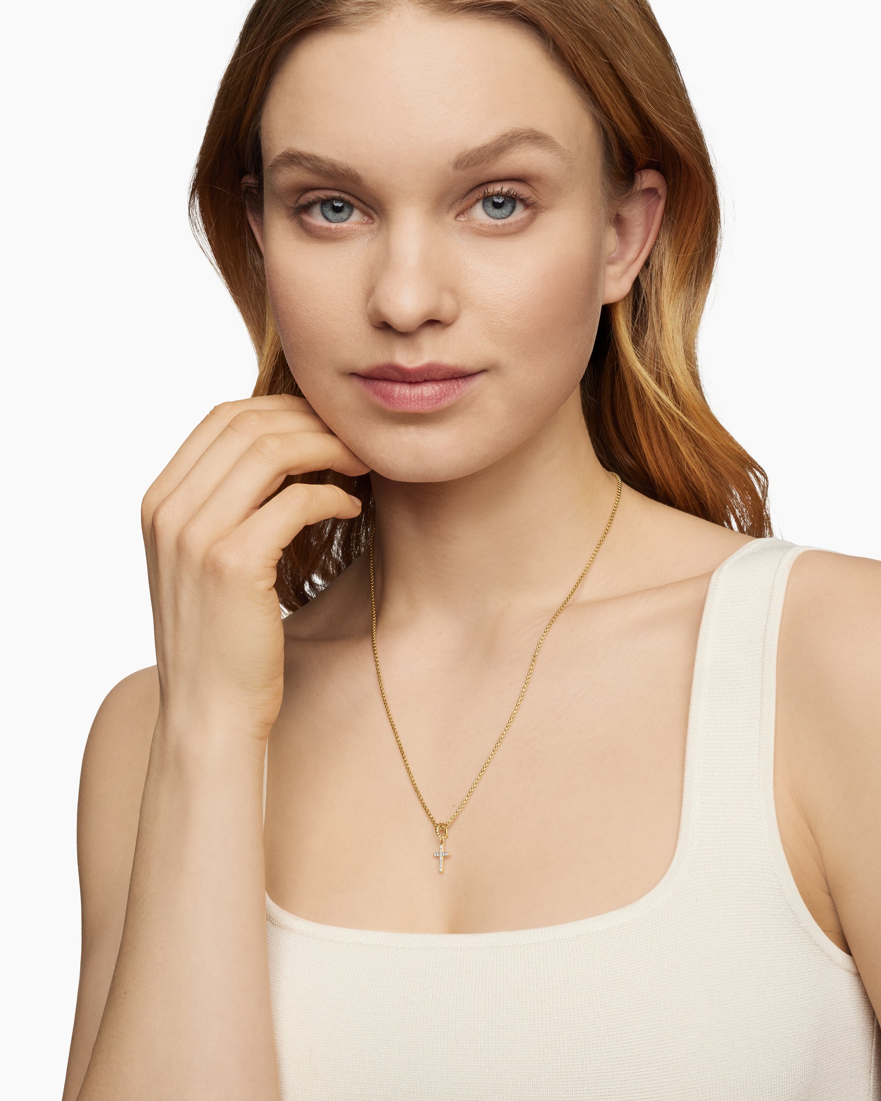 Alternative view of Cable Collectibles Cross Amulet in 18K Yellow Gold with Diamonds, 11.4mm