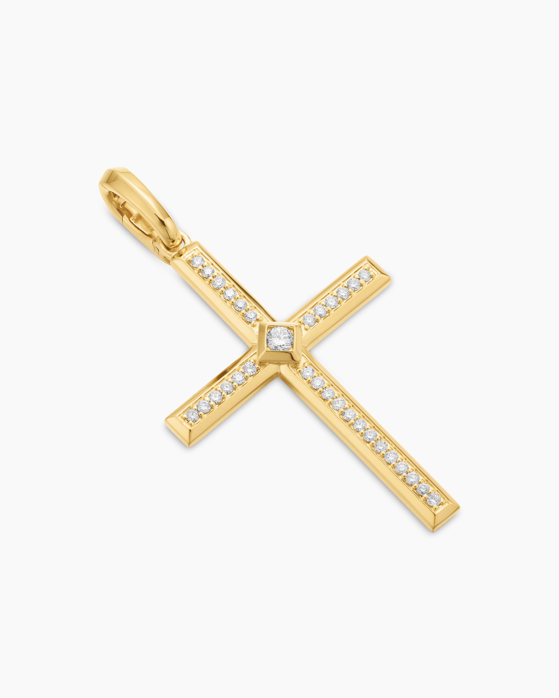 Modern Renaissance Cross Pendant in 18K Yellow Gold with Diamonds, 34mm - Image 3
