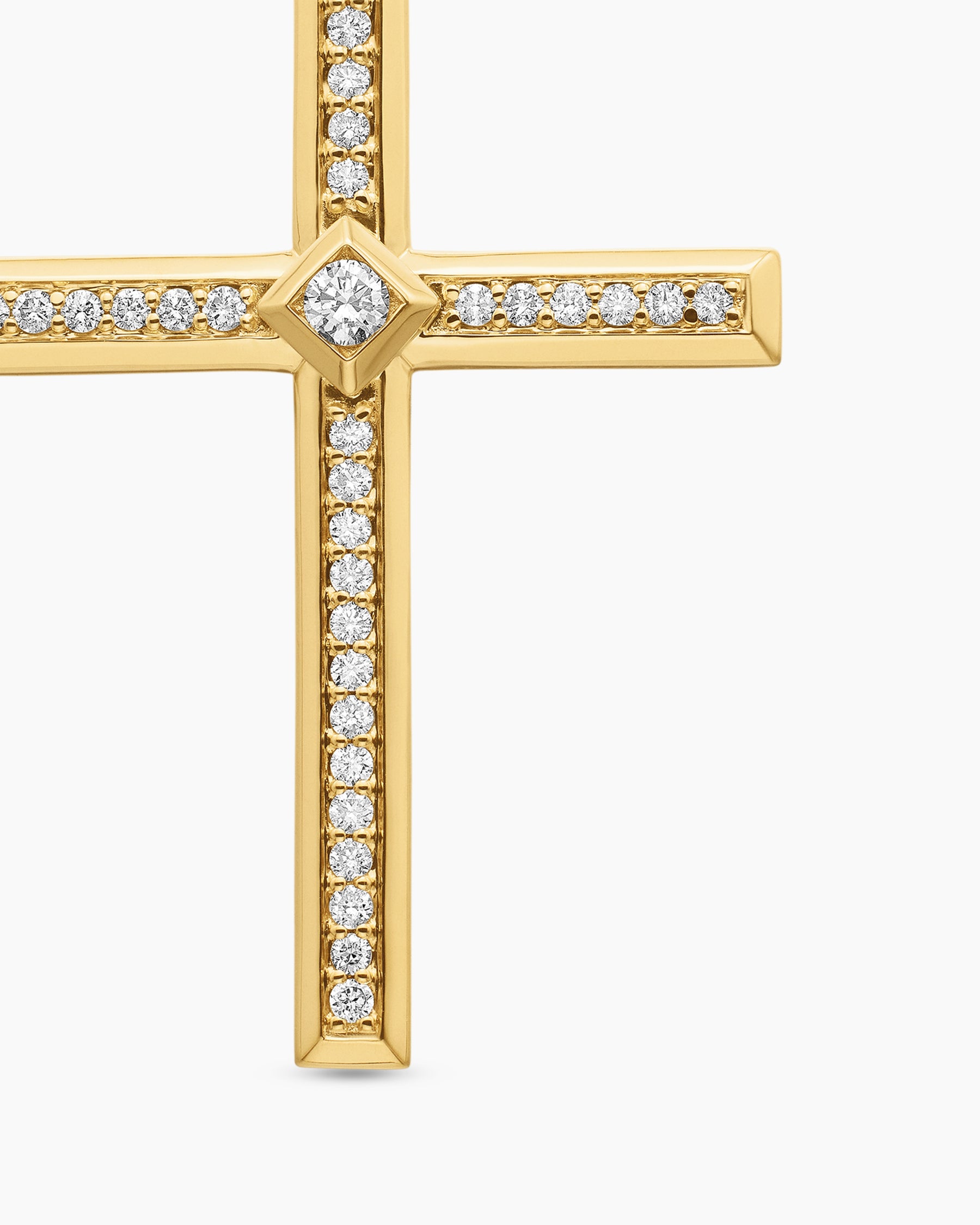 Modern Renaissance Cross Pendant in 18K Yellow Gold with Diamonds, 34mm - Image 5
