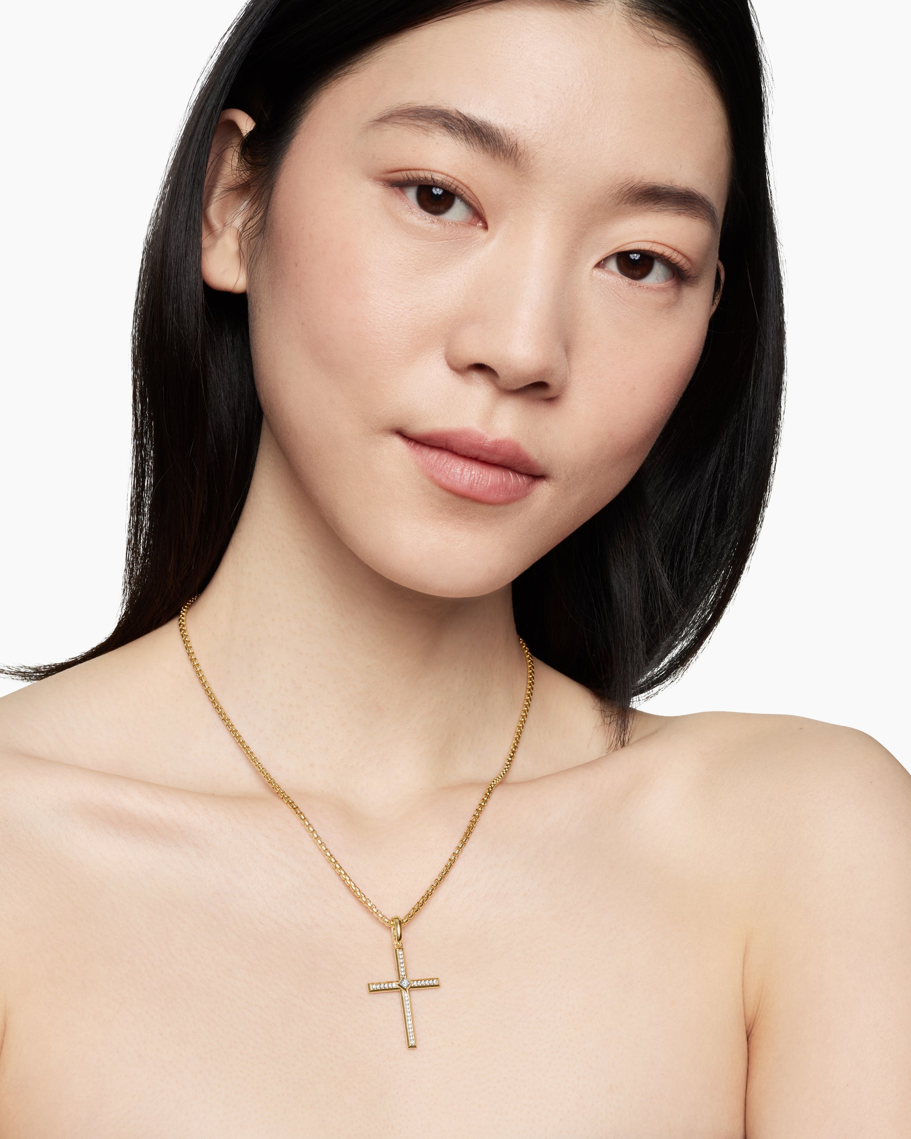 Modern Renaissance Cross Pendant in 18K Yellow Gold with Diamonds, 34mm - Image 7