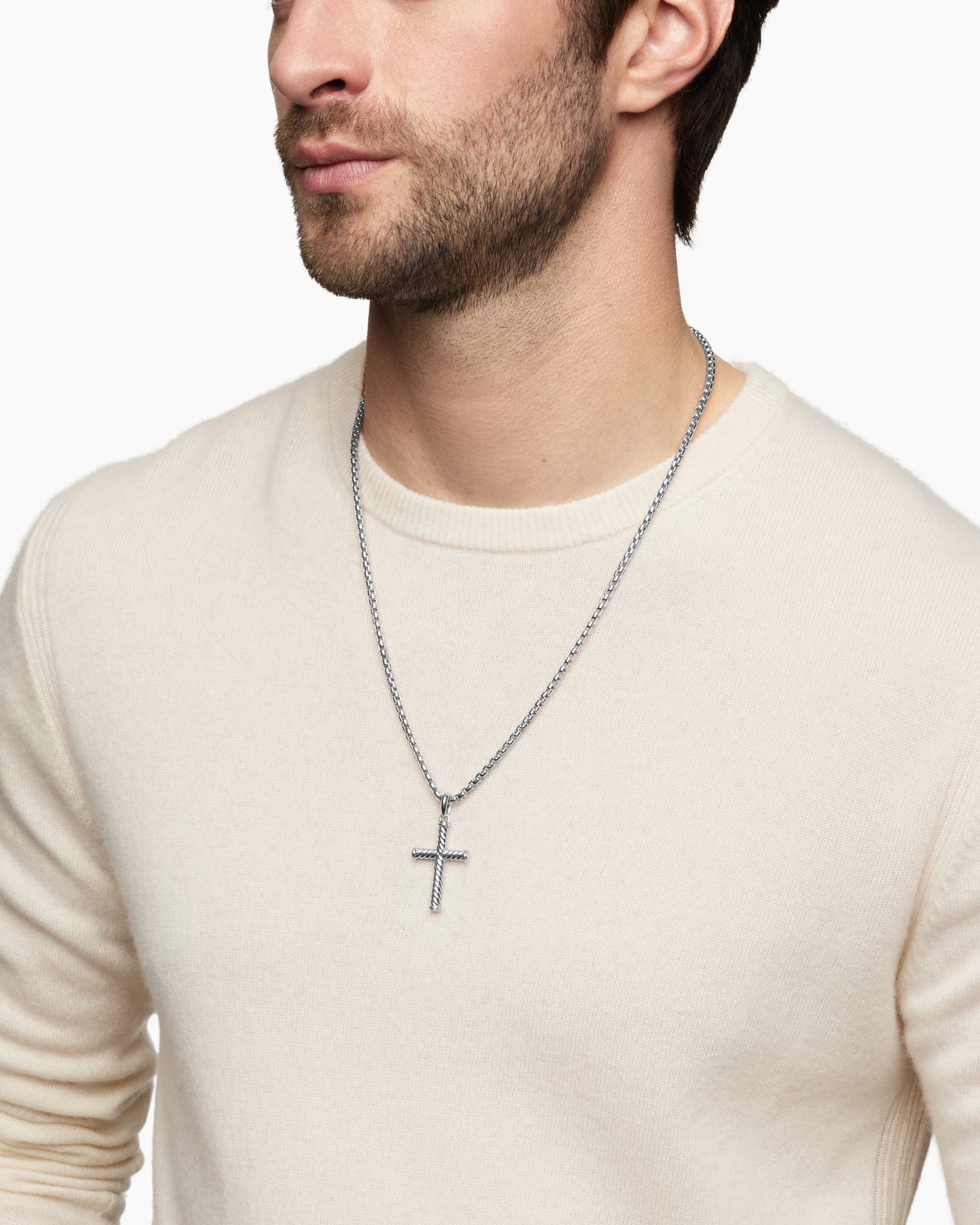 Alternative view of Cable Cross Pendant in Sterling Silver, 35mm
