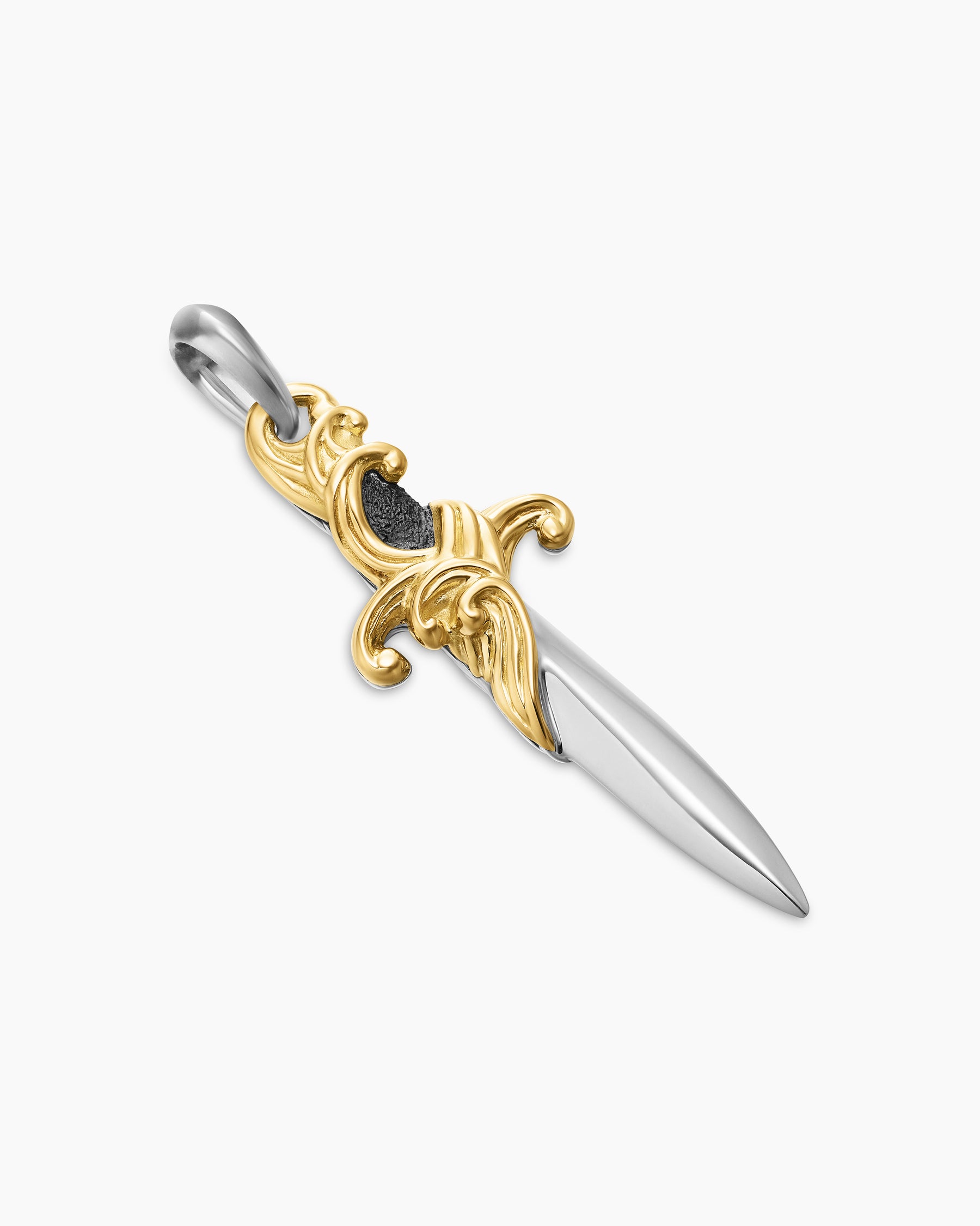 Waves Dagger Amulet in Sterling Silver with 18K Yellow Gold, 44mm - Image 3