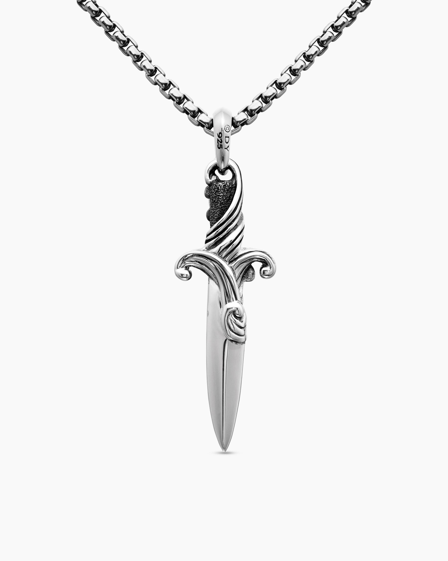 Waves Dagger Amulet in Sterling Silver with Black Diamonds, 44mm - Image 4