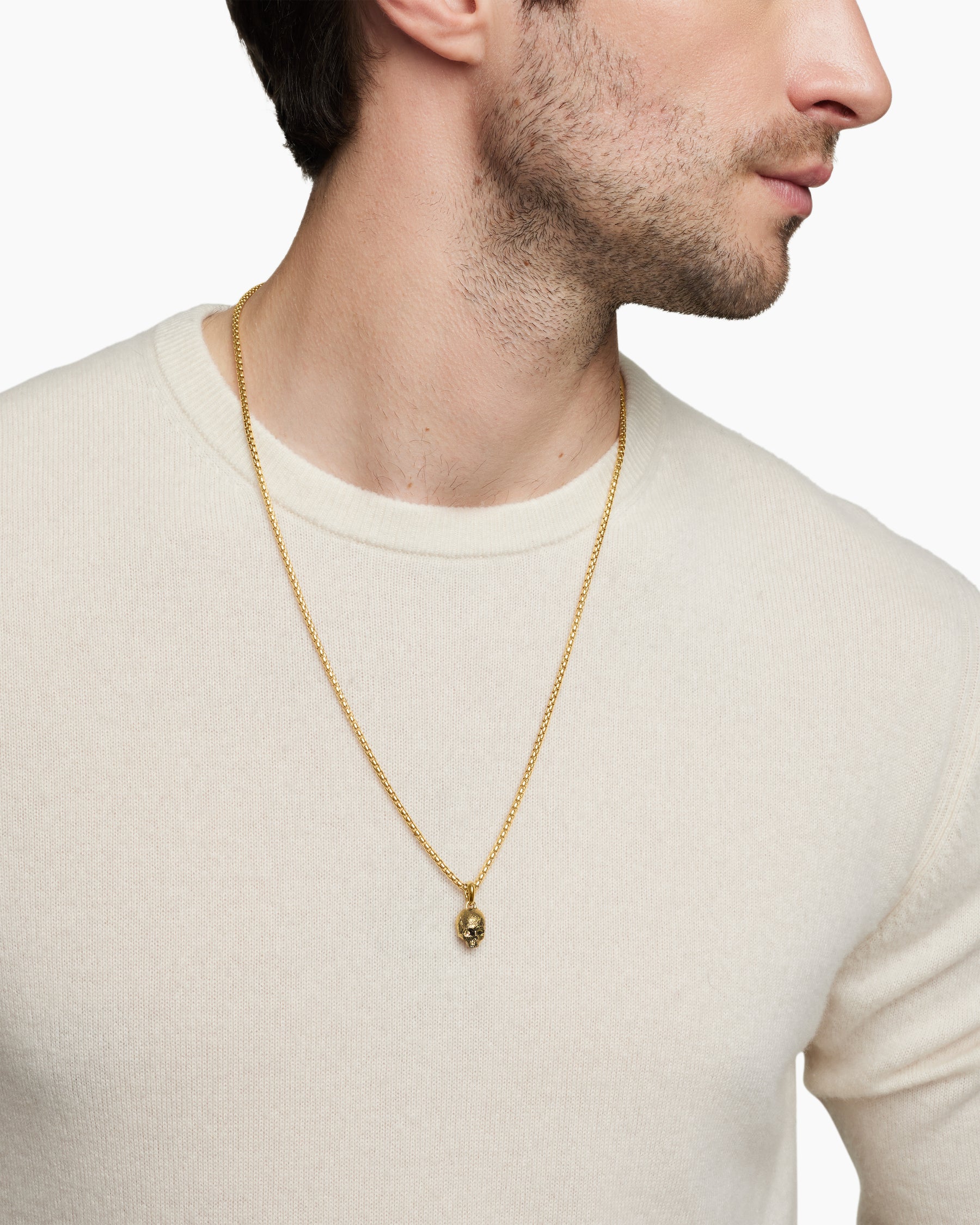 Memento Mori Skull Amulet in 18K Yellow Gold, 16mm - Image 7