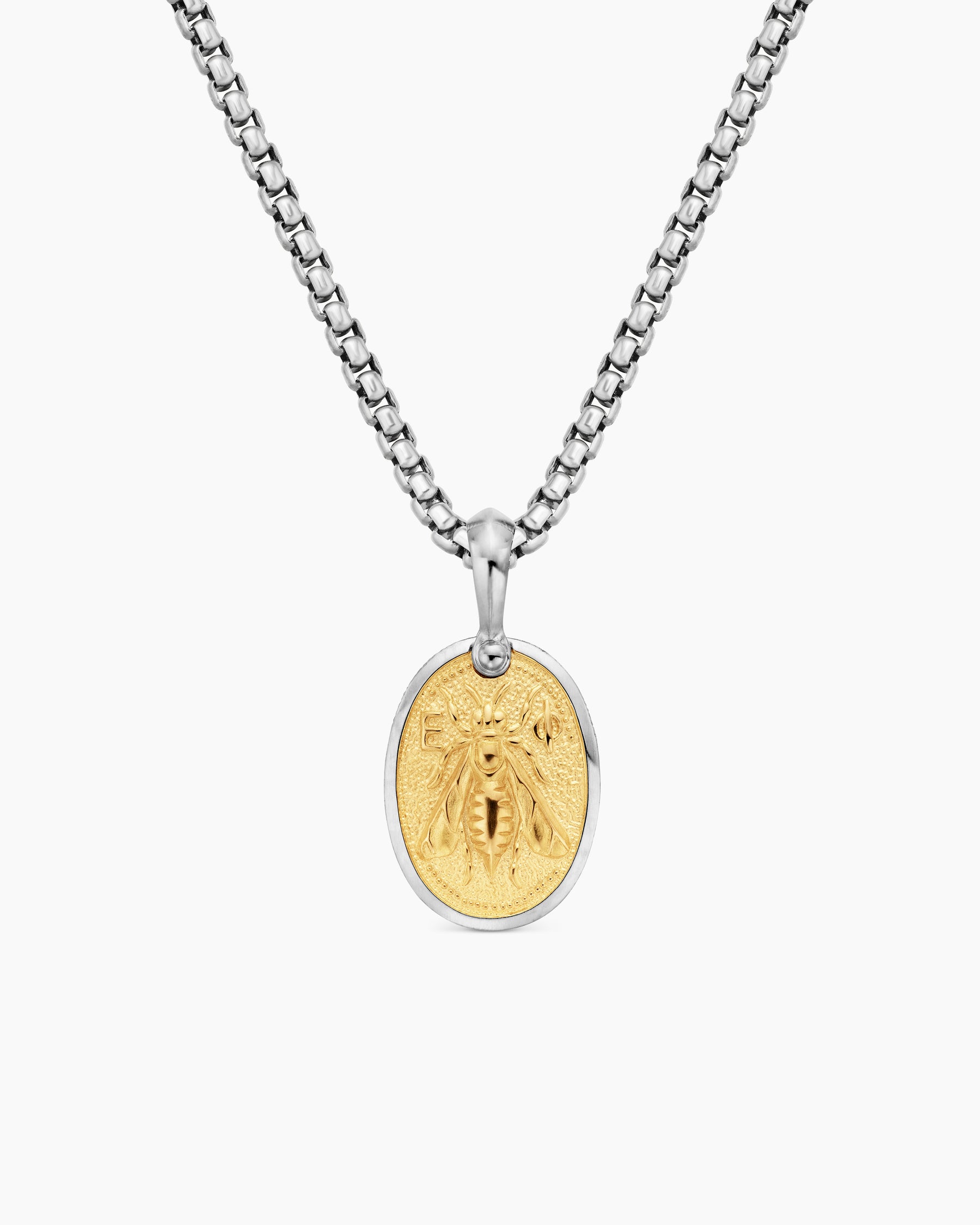 Petrvs Bee Amulet in Sterling Silver with 18K Yellow Gold, 17.8mm