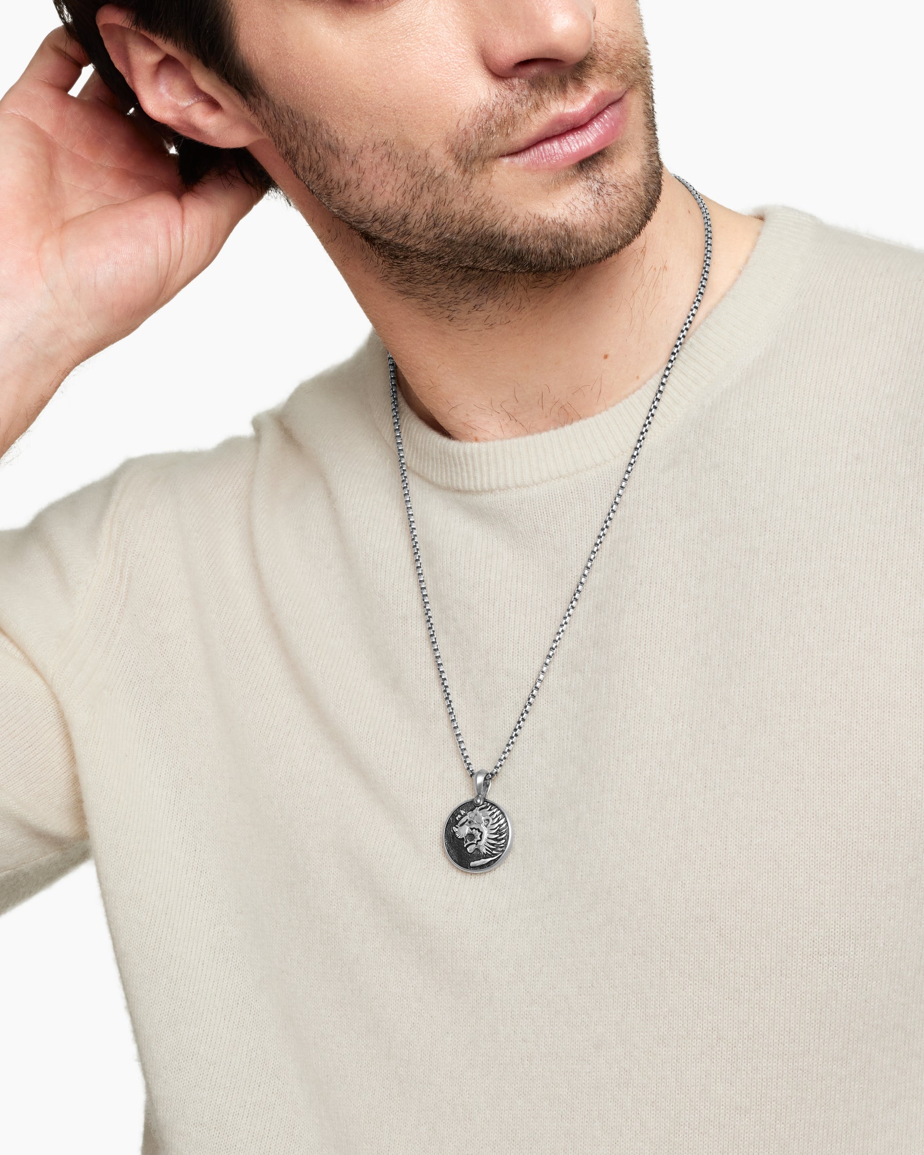 Petrvs Lion Coin Amulet in Sterling Silver, 25mm - Image 7
