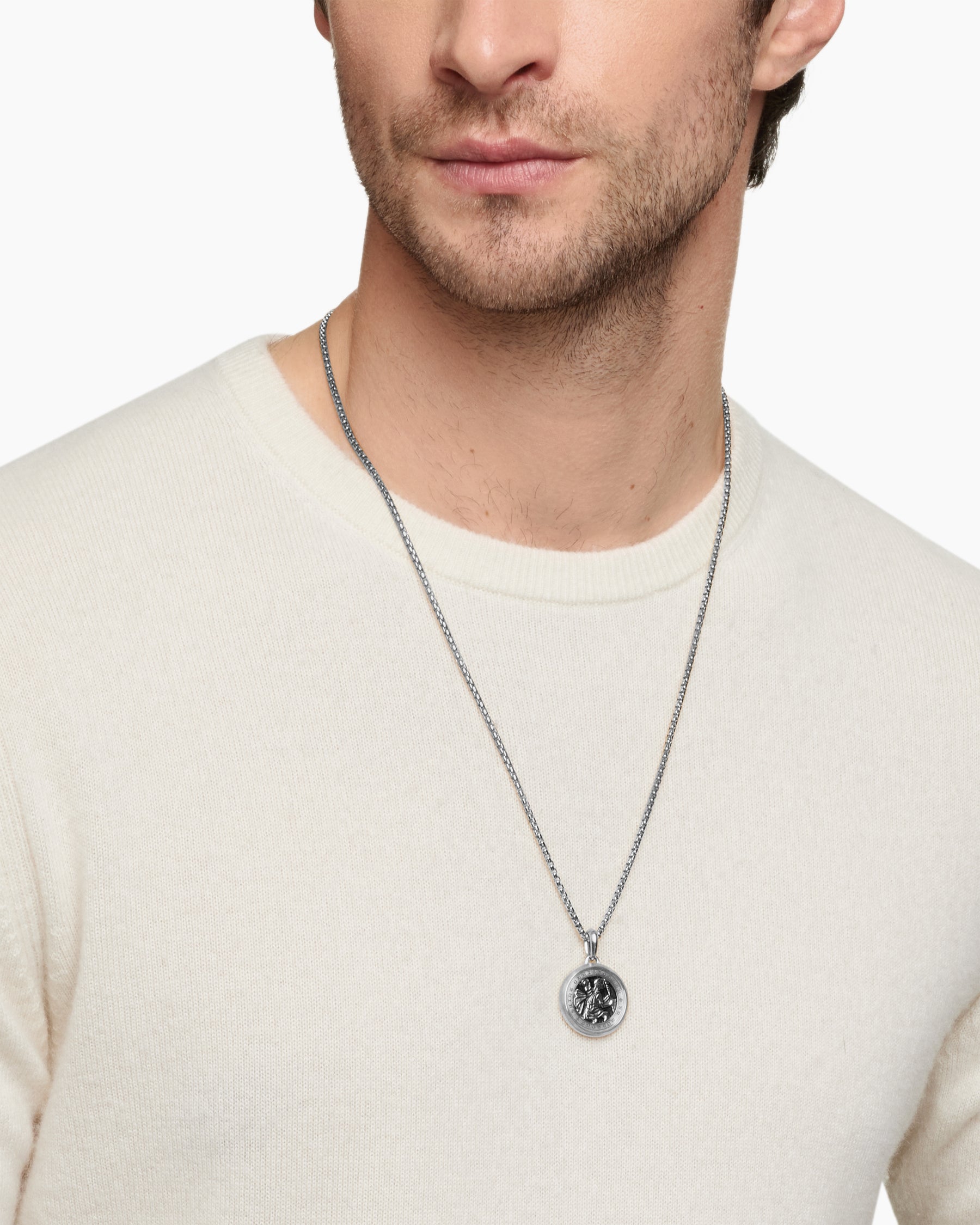 Alternative view of St. Christopher Amulet in Sterling Silver, 26.5mm