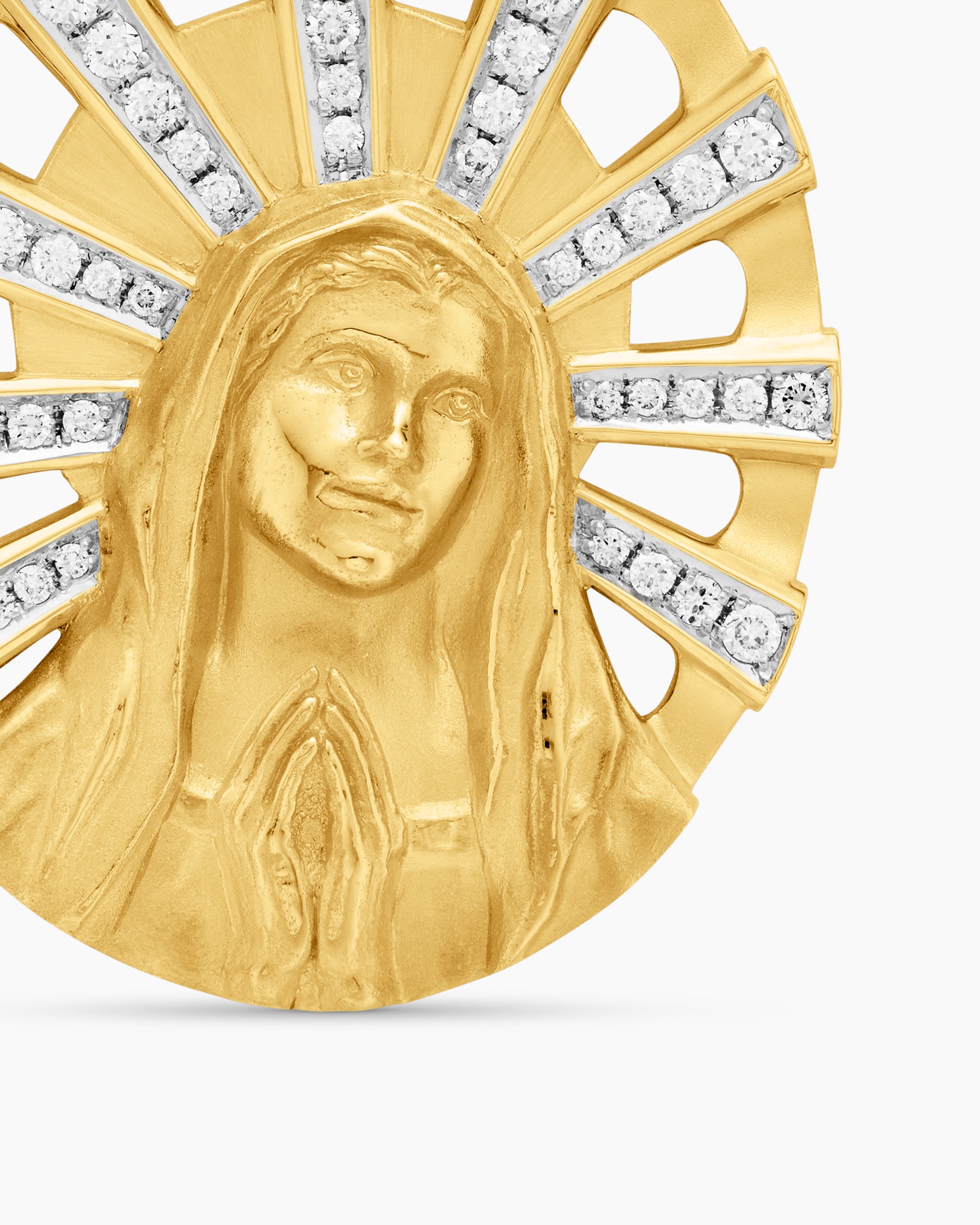 Madonna Amulet in 18K Yellow Gold with Diamonds, 29mm - Image 5
