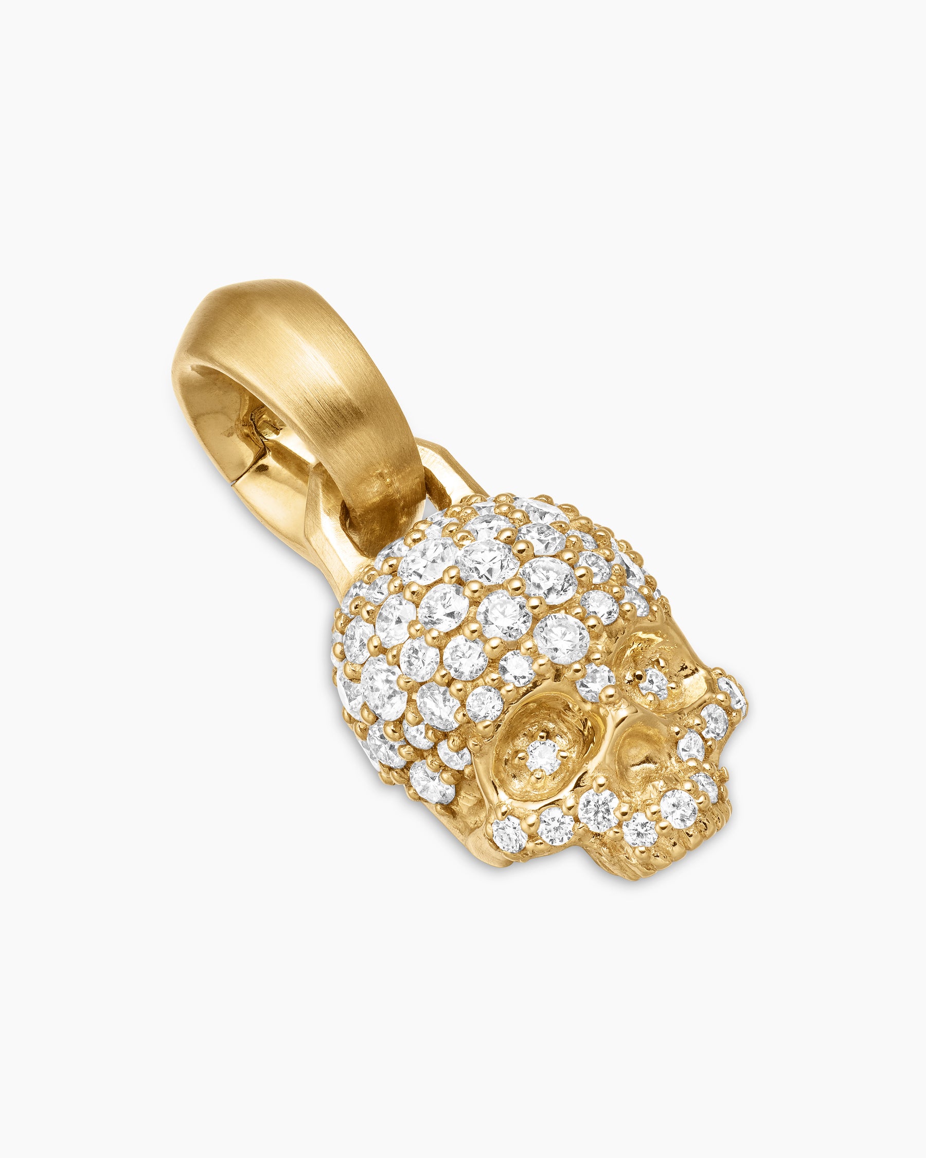 Skull Amulet with Full Pavé Diamonds and 18K Yellow Gold, 14mm - Image 3