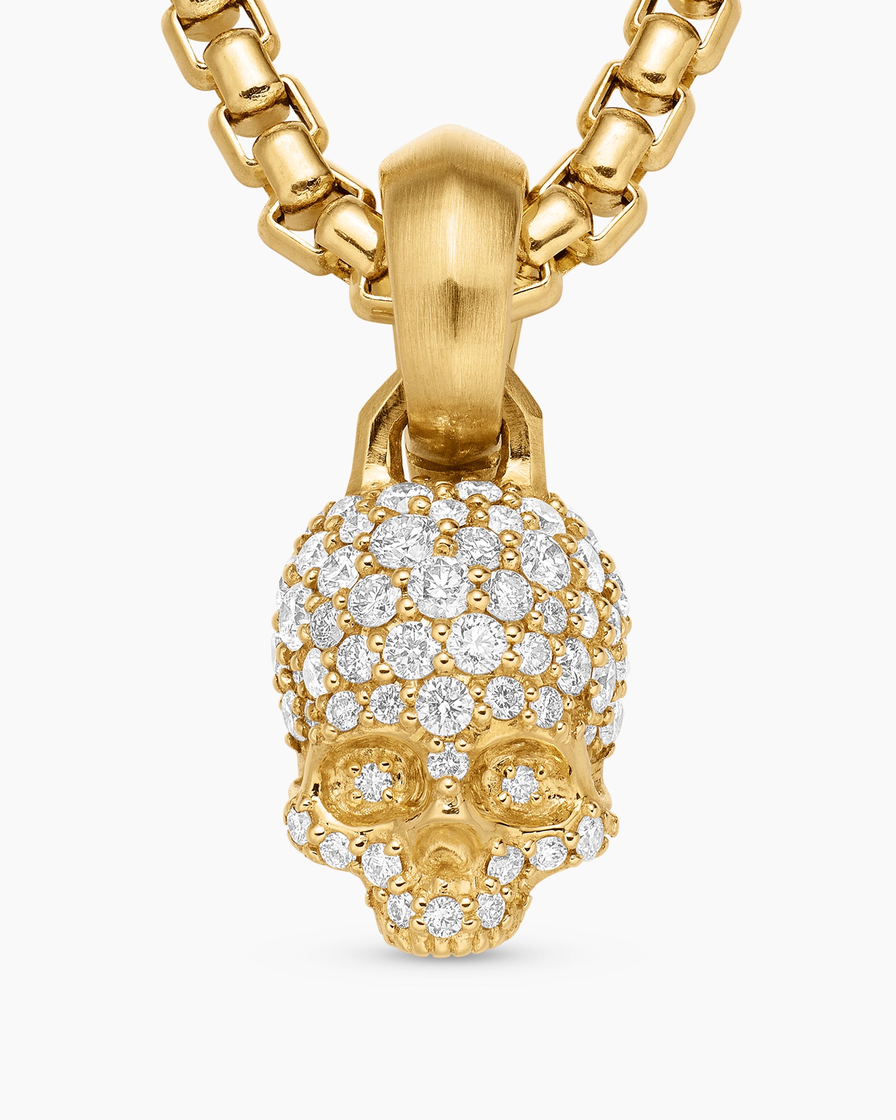 Skull Amulet with Full Pavé Diamonds and 18K Yellow Gold, 14mm - Image 5