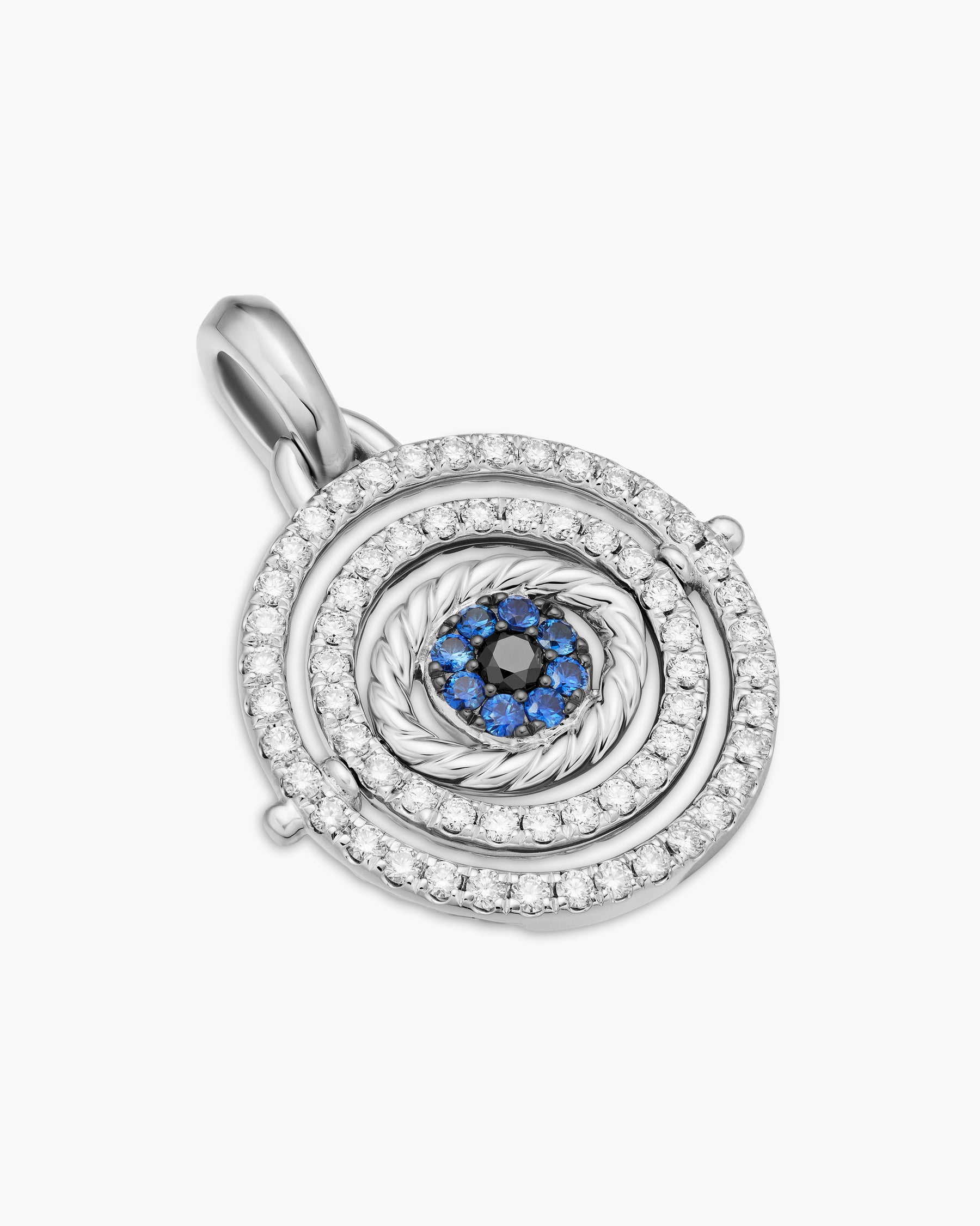 Evil Eye Mobile Amulet in 18K White Gold with Pavé Blue Sapphires and Diamonds, 20.5mm - Image 3