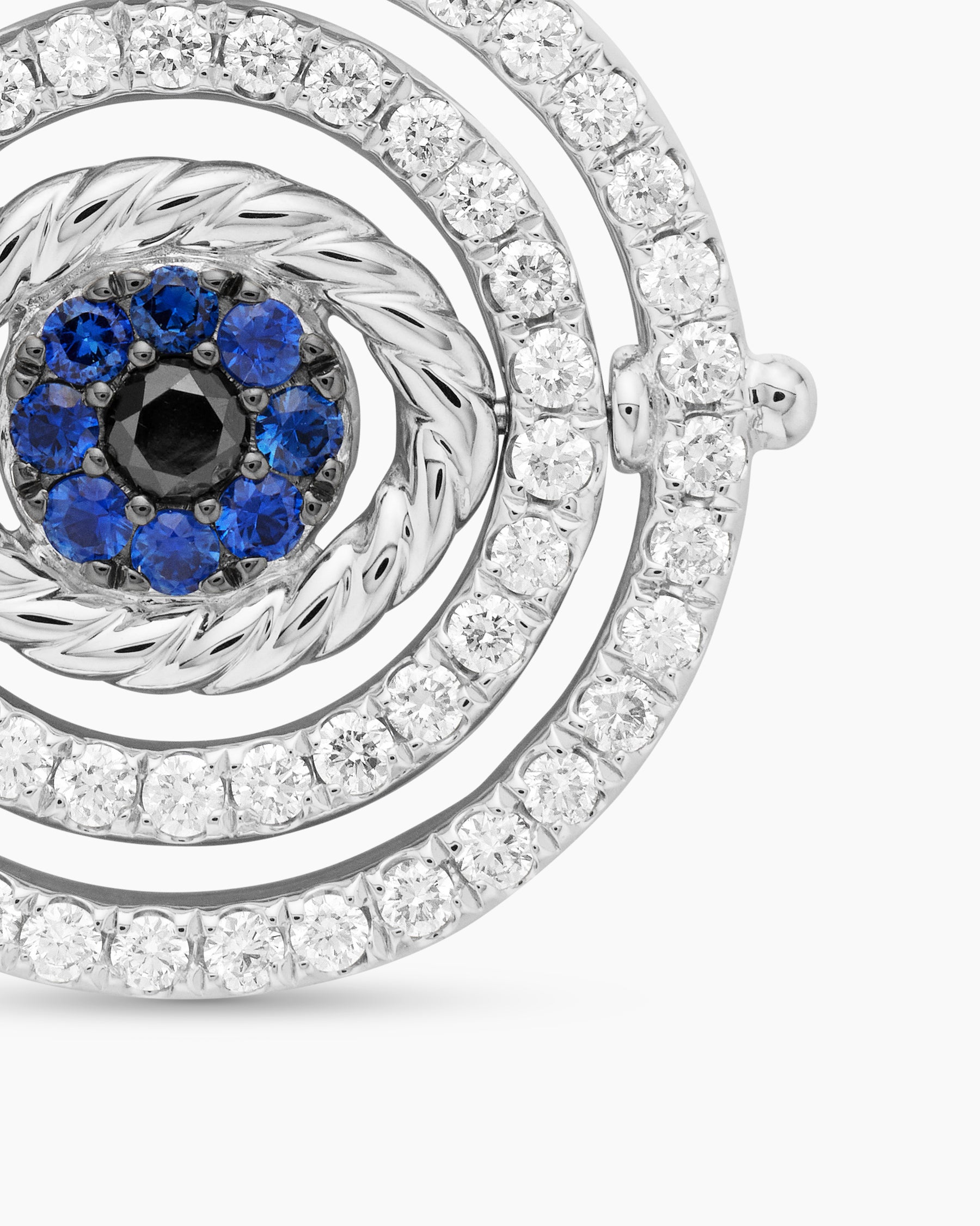 Evil Eye Mobile Amulet in 18K White Gold with Pavé Blue Sapphires and Diamonds, 20.5mm - Image 5
