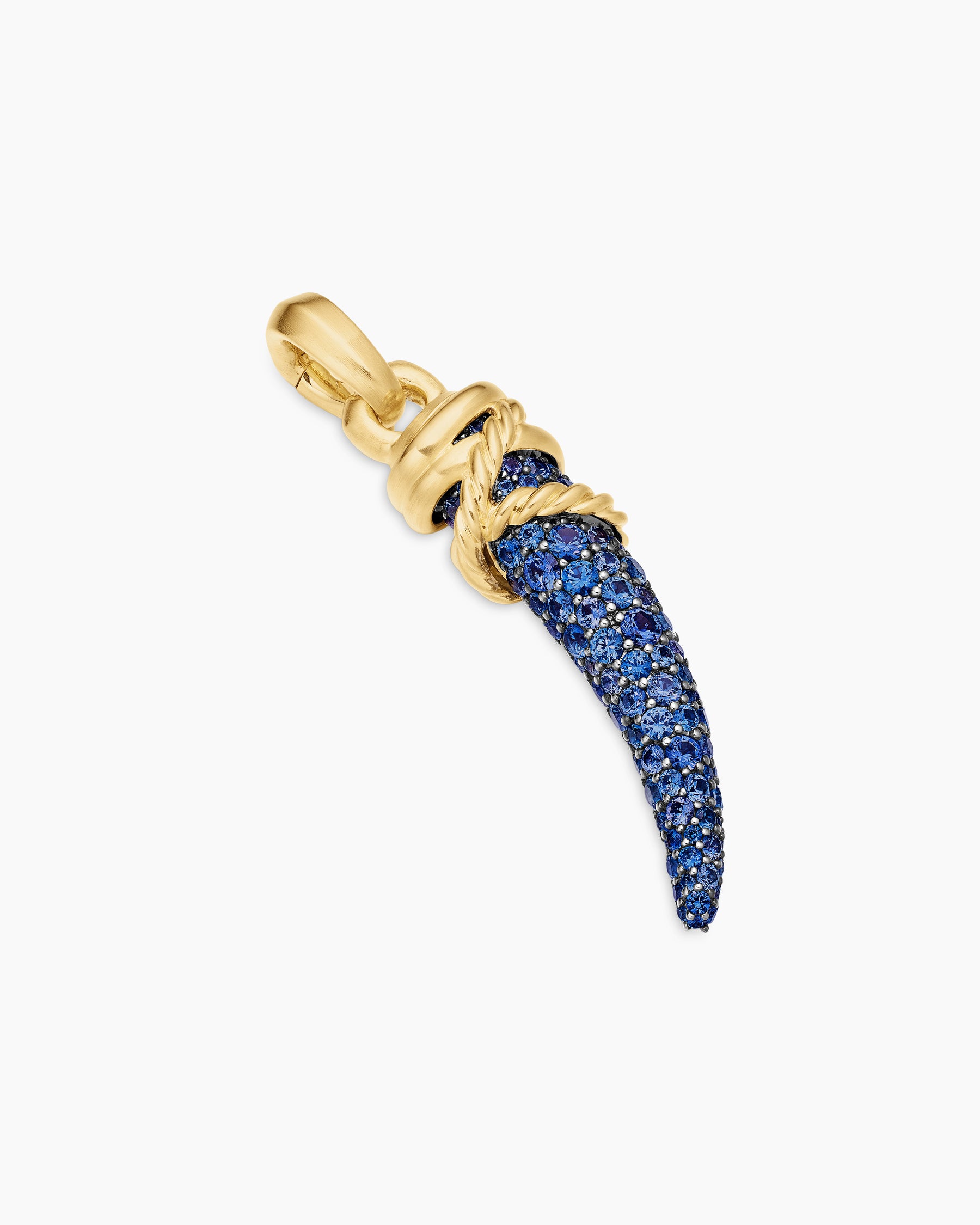 Tusk Amulet with Pavé Blue and Violet Sapphires and 18K Yellow Gold, 29mm - Image 3