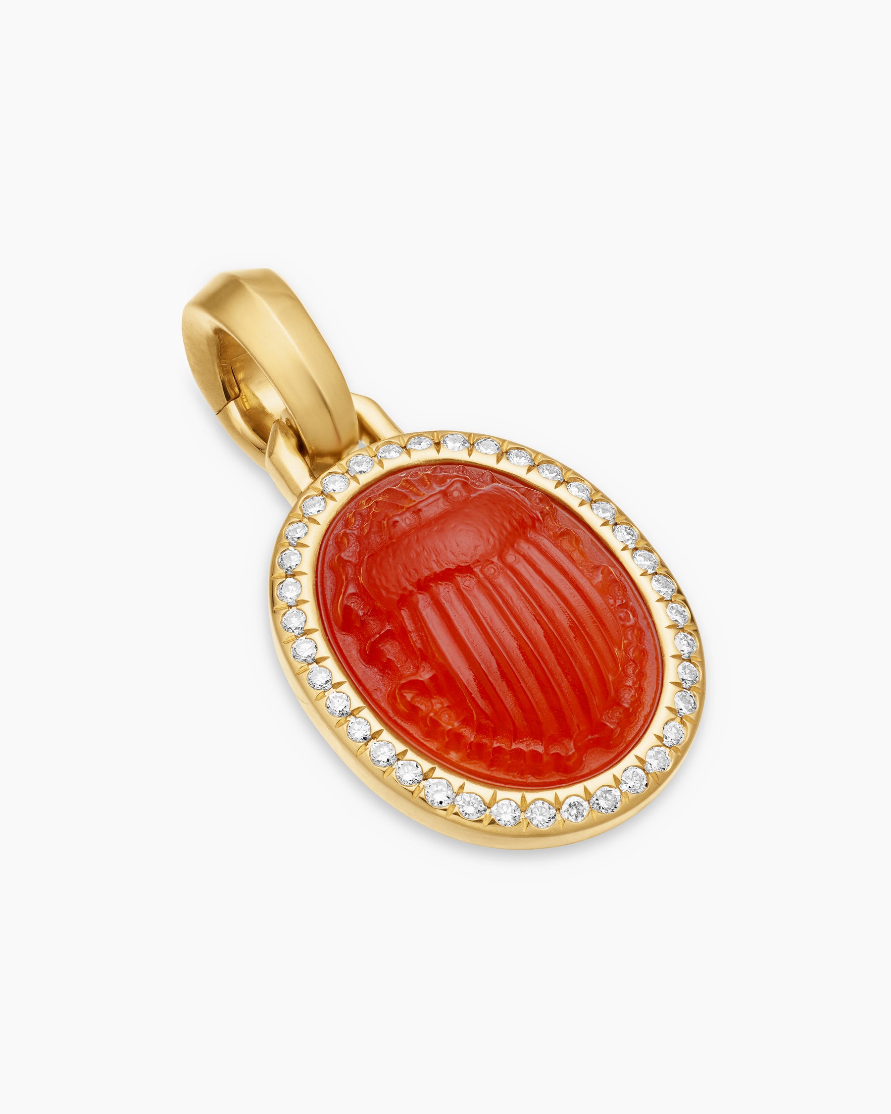 Petrvs Scarab Amulet in 18K Yellow Gold with Carnelian and Diamonds, 16.3mm - Image 3