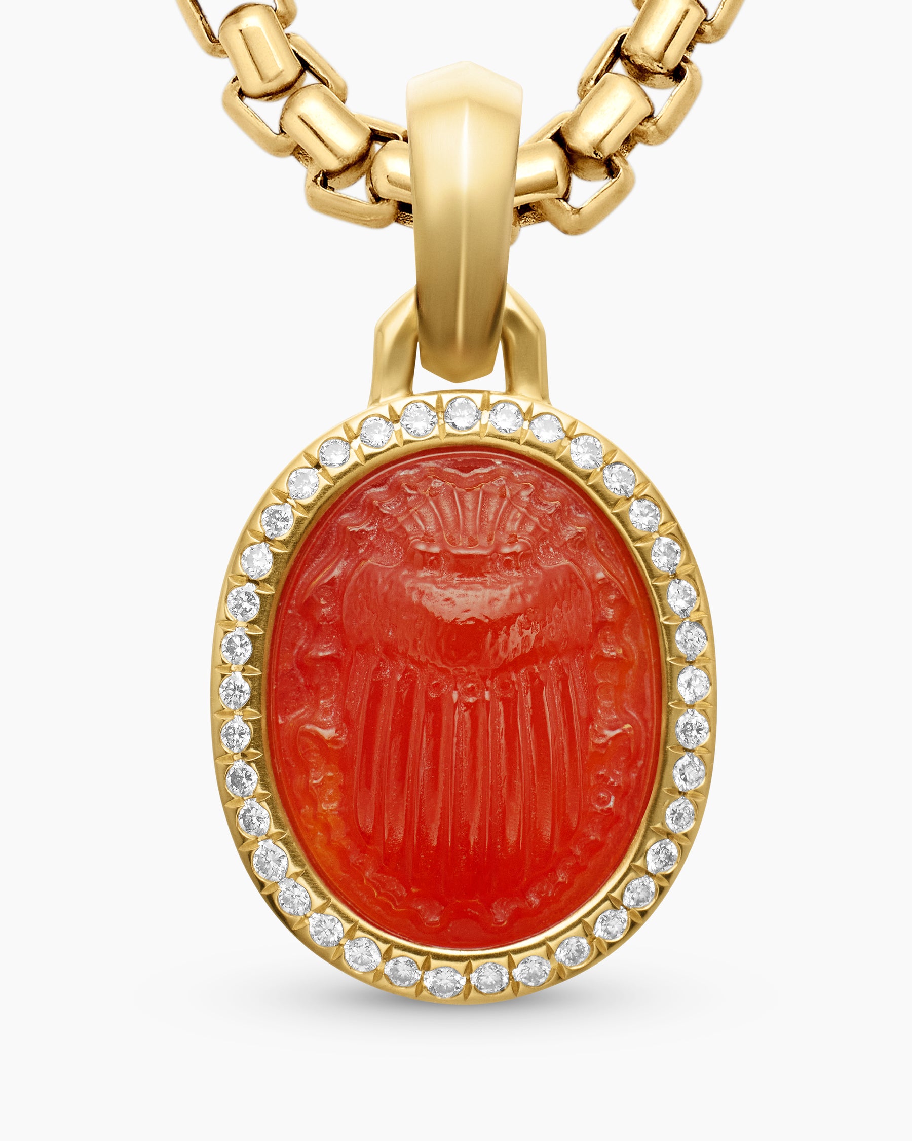 Petrvs Scarab Amulet in 18K Yellow Gold with Carnelian and Diamonds, 16.3mm - Image 5