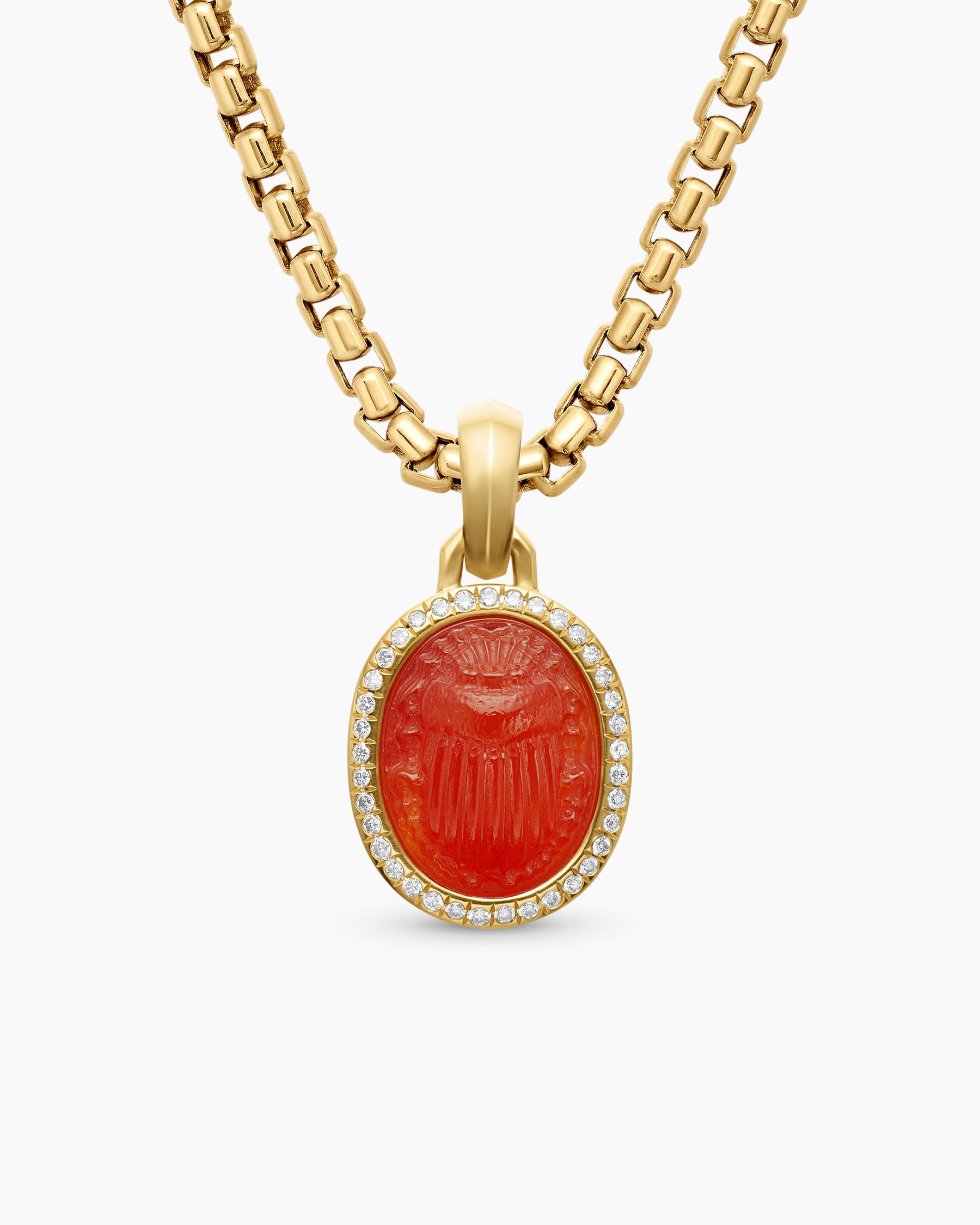 Petrvs Scarab Amulet in 18K Yellow Gold with Carnelian and Diamonds, 16.3mm