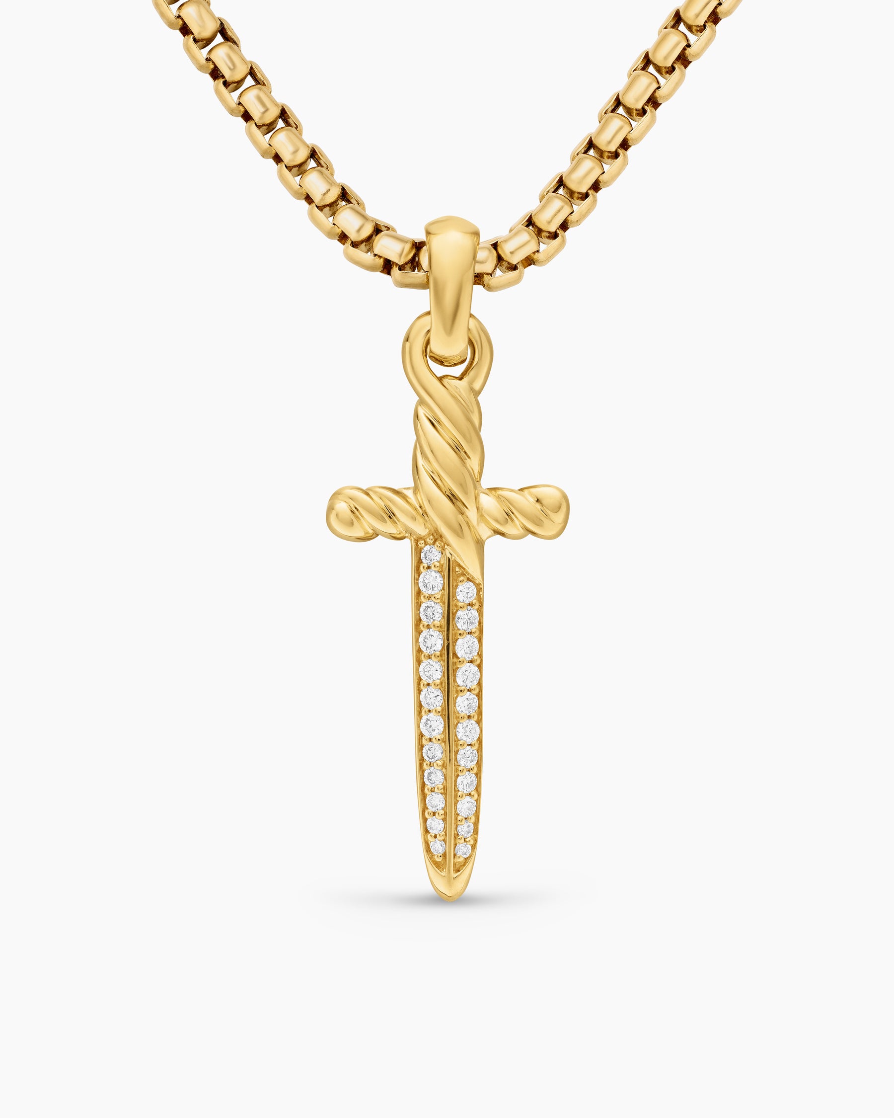 Petrvs Dagger Amulet in 18K Yellow Gold with Diamonds, 32mm
