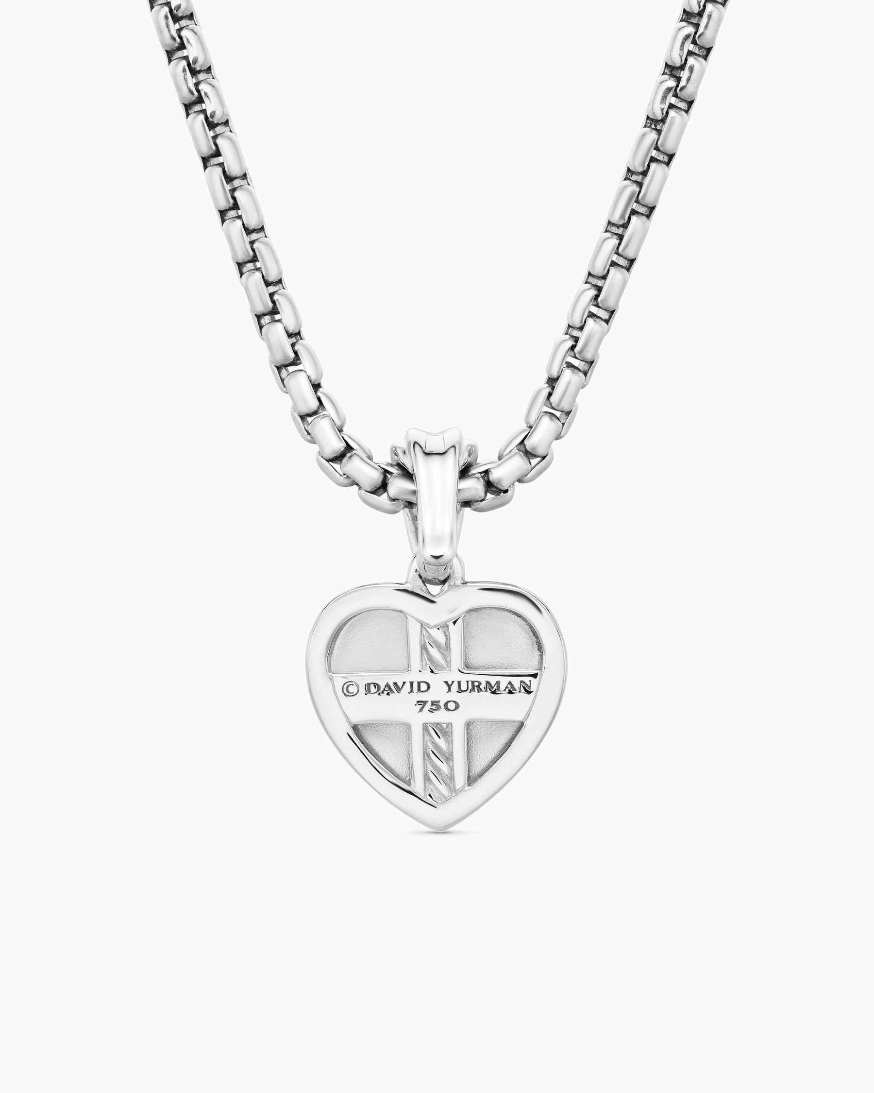 SY Heart Amulet in 18K White Gold with Diamonds and Pink Sapphire, 12.8mm - Image 4