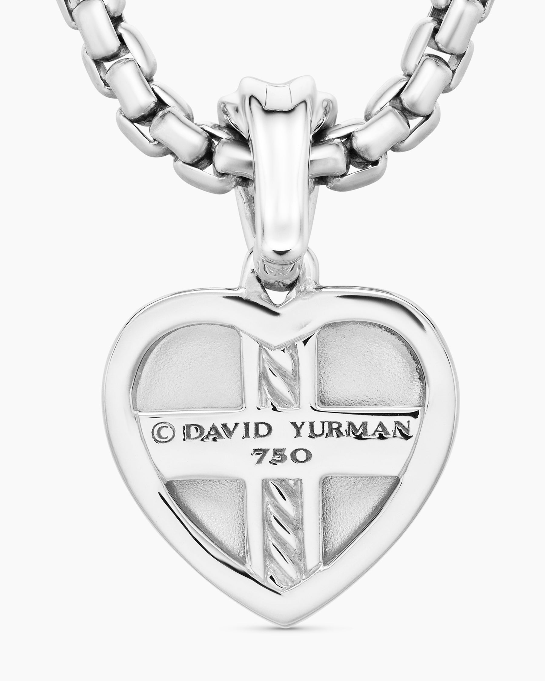 SY Heart Amulet in 18K White Gold with Diamonds and Pink Sapphire, 12.8mm - Image 6