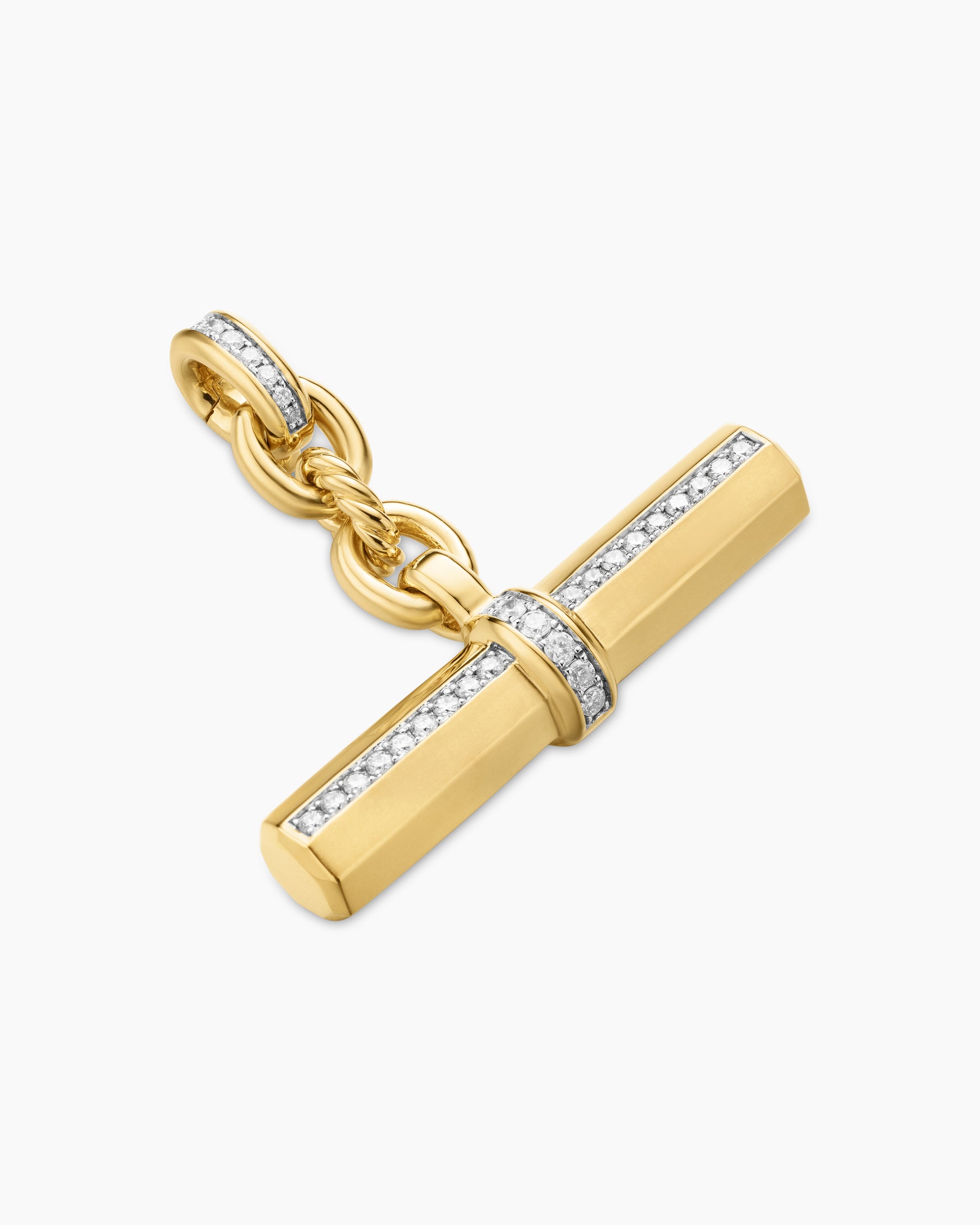 Lexington E/W Barrel Pendant in 18K Yellow Gold with Diamonds, 32mm - Image 3