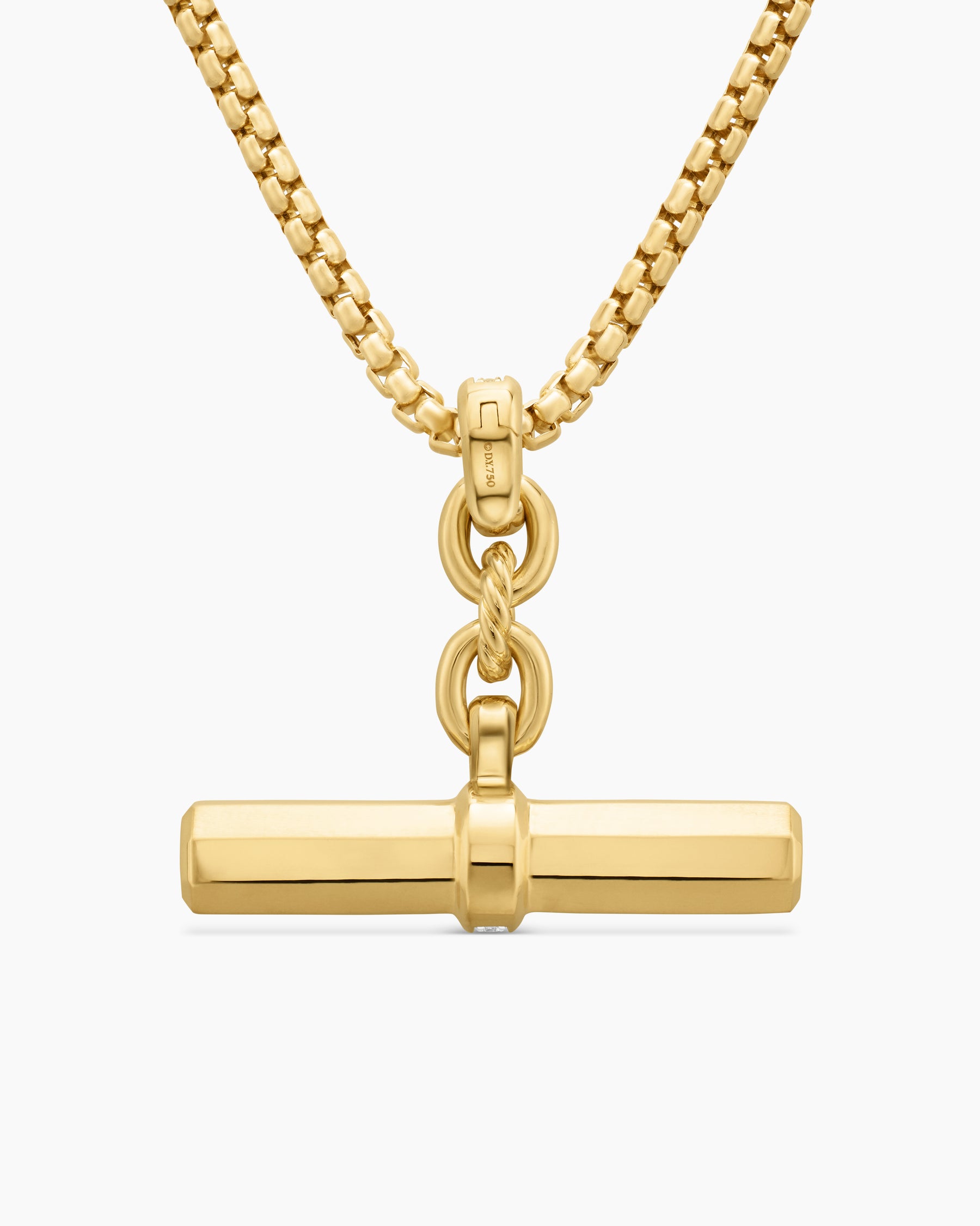 Lexington E/W Barrel Pendant in 18K Yellow Gold with Diamonds, 32mm - Image 4