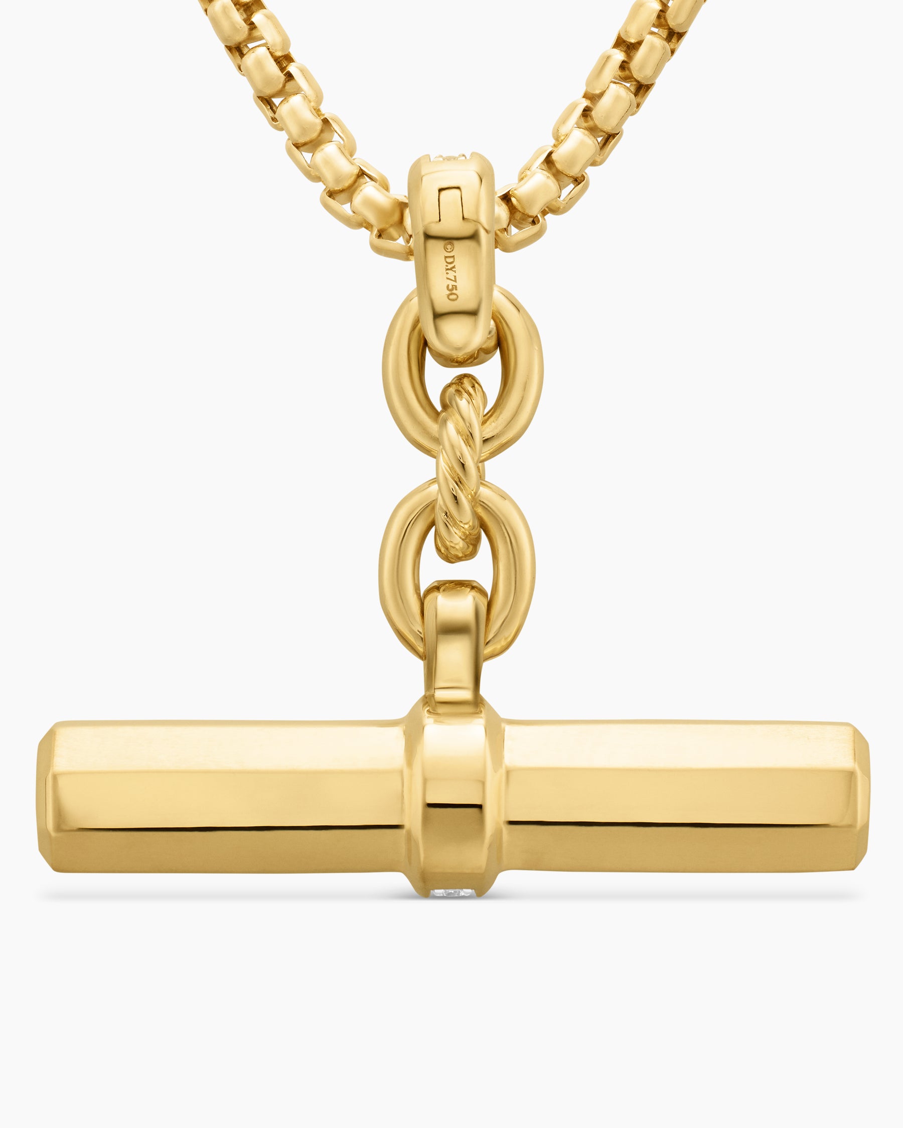 Lexington E/W Barrel Pendant in 18K Yellow Gold with Diamonds, 32mm - Image 6
