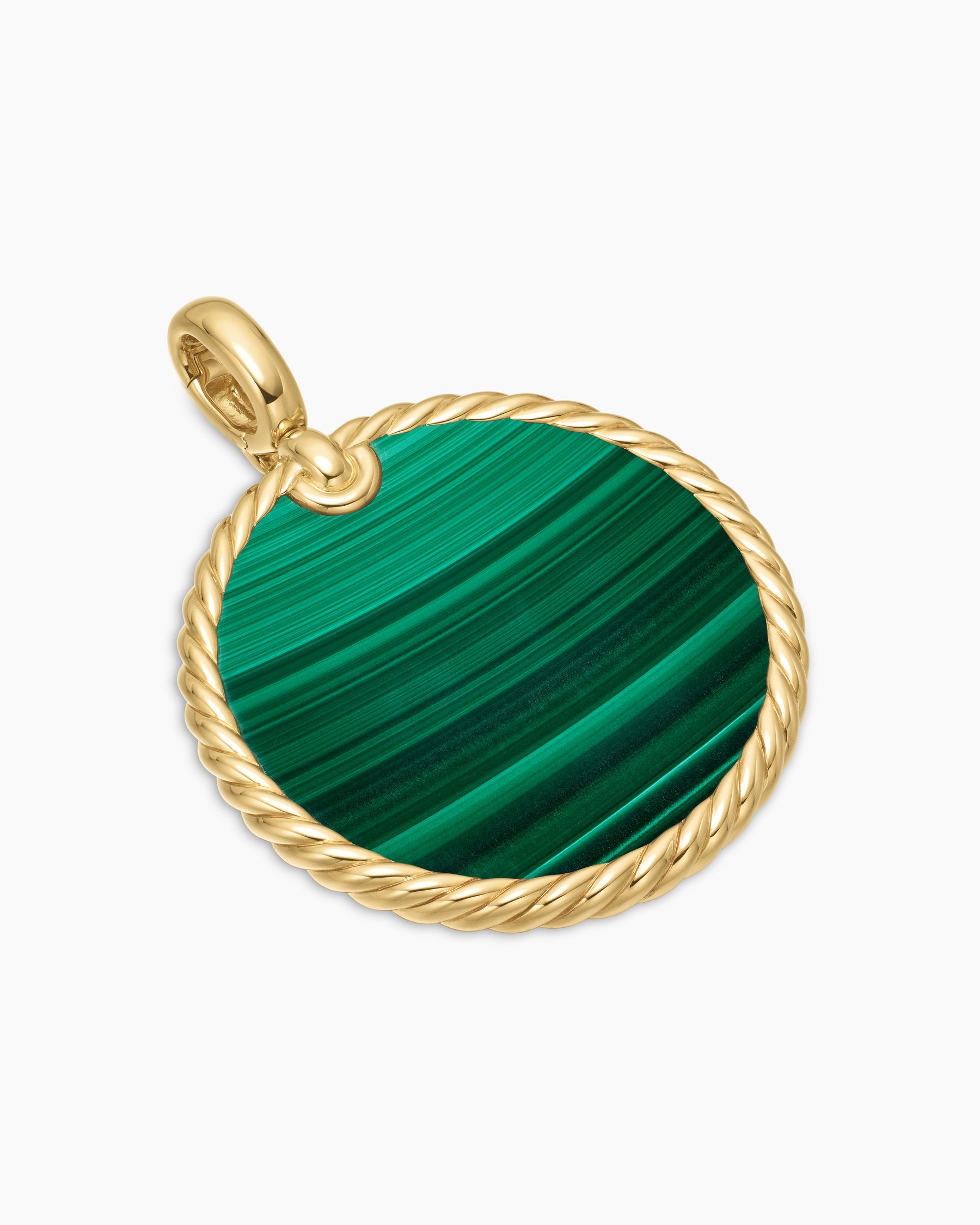 DY Elements Disc Pendant in 18K Yellow Gold with Malachite, 32mm - Image 3