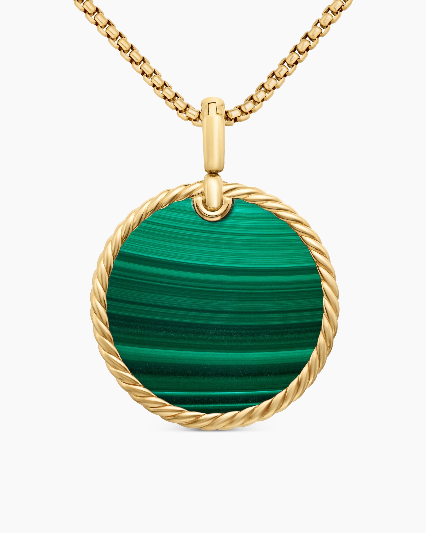 DY Elements Disc Pendant in 18K Yellow Gold with Malachite, 32mm - Image 4