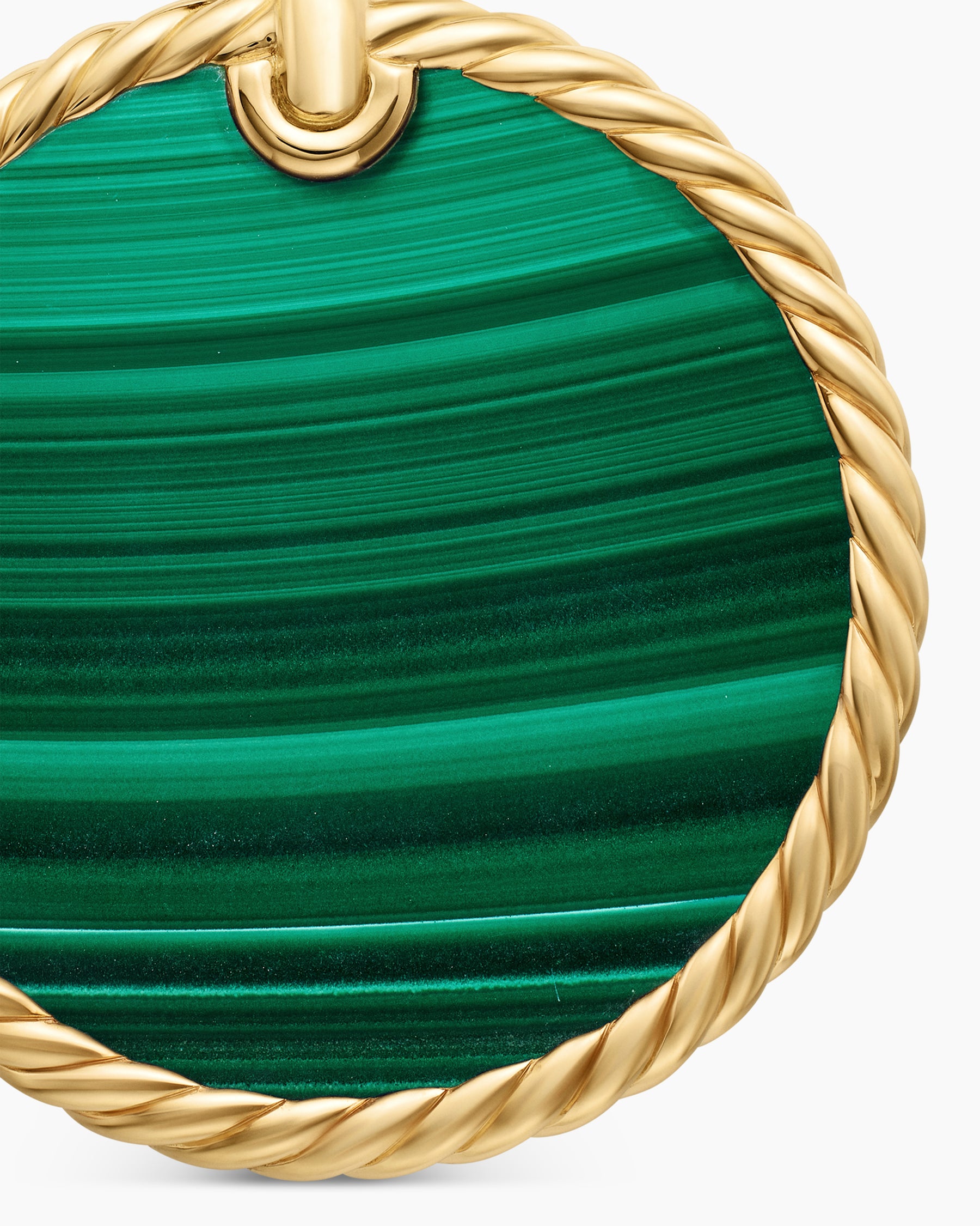 DY Elements Disc Pendant in 18K Yellow Gold with Malachite, 32mm - Image 5
