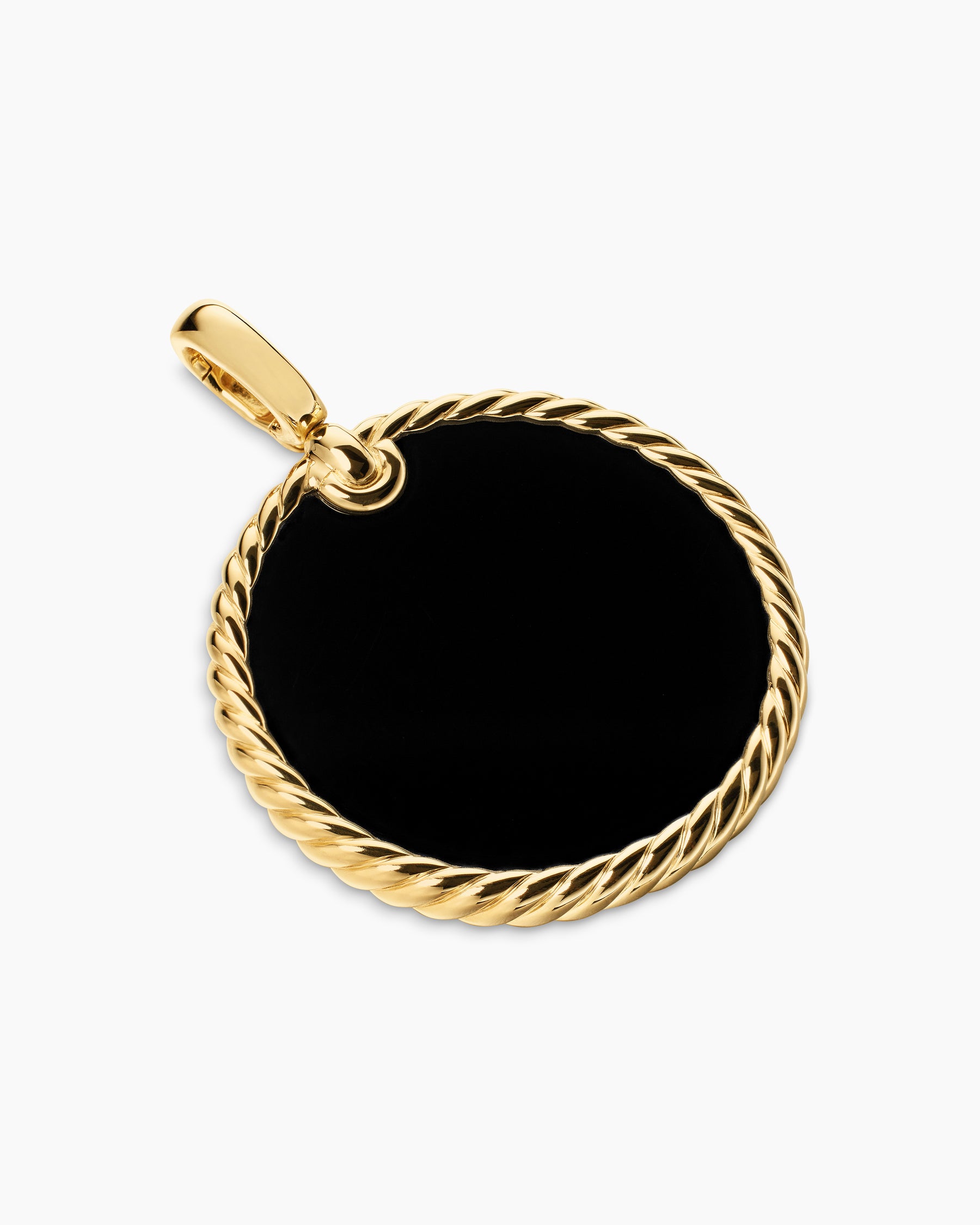 DY Elements Disc Pendant in 18K Yellow Gold with Black Onyx Reversible to Mother of Pearl, 32mm - Image 3