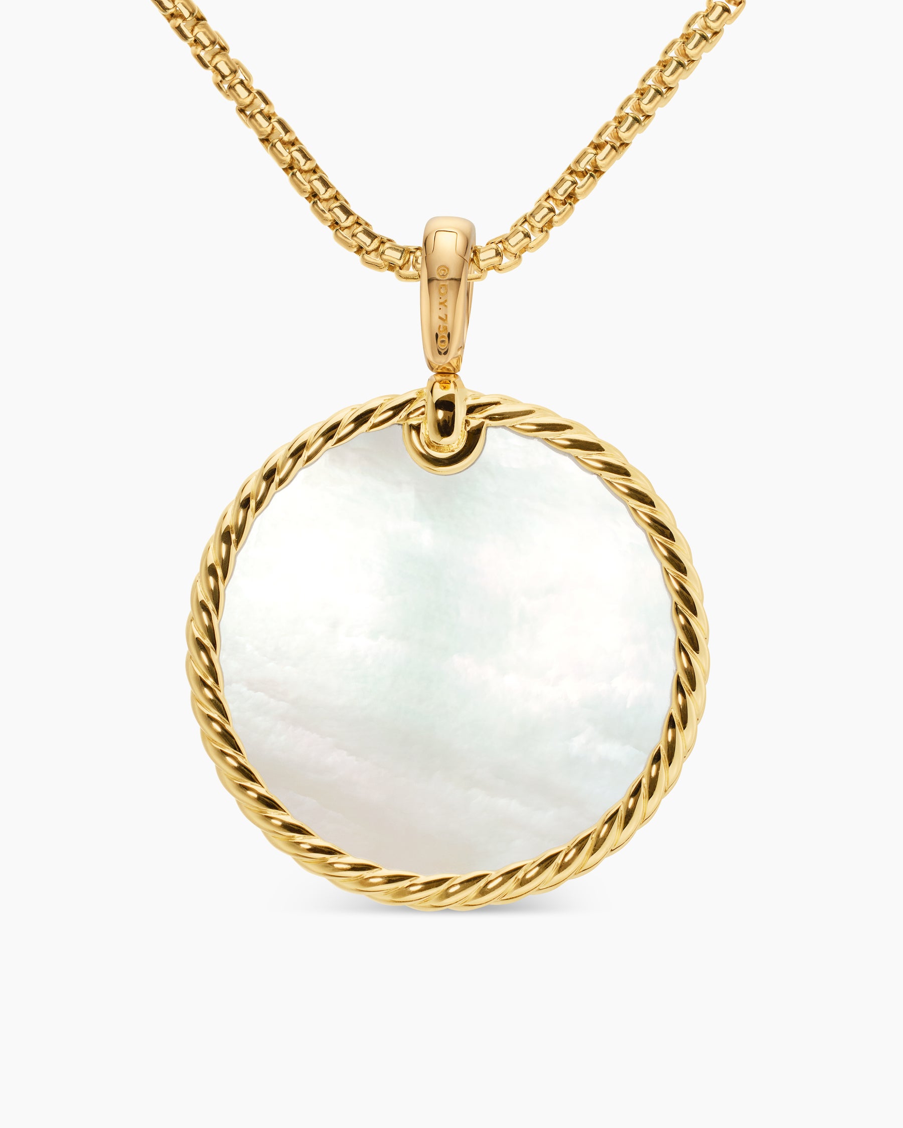 DY Elements Disc Pendant in 18K Yellow Gold with Black Onyx Reversible to Mother of Pearl, 32mm - Image 4