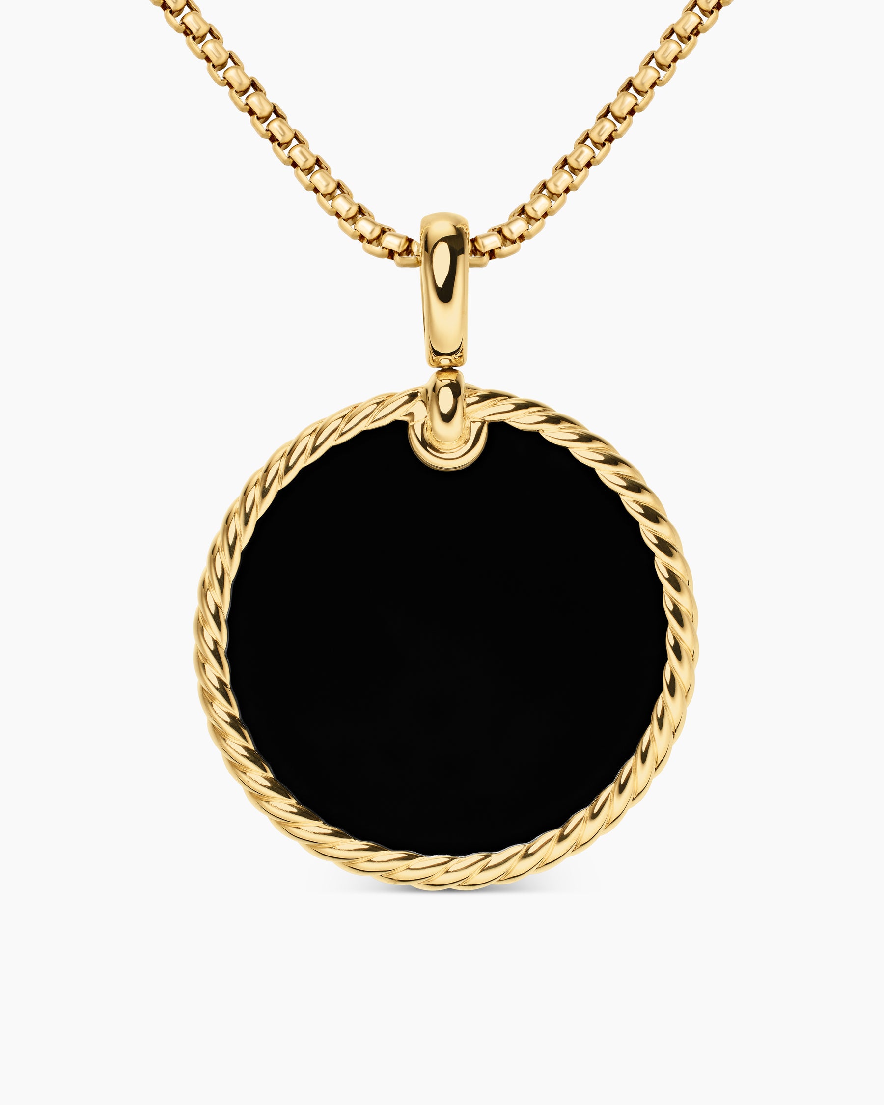DY Elements Disc Pendant in 18K Yellow Gold with Black Onyx Reversible to Mother of Pearl, 32mm