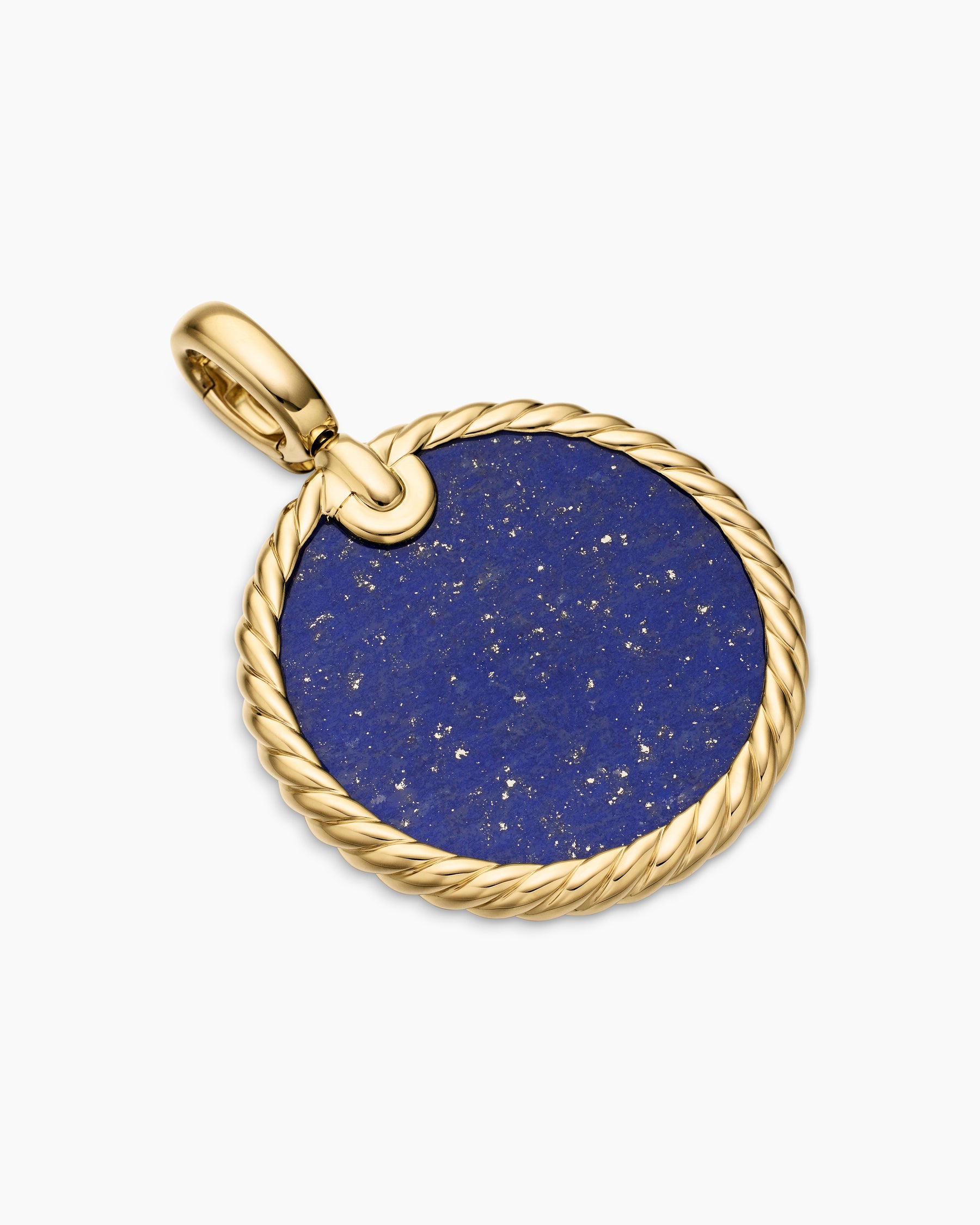 DY Elements Disc Pendant in 18K Yellow Gold with Lapis, 24mm - Image 3