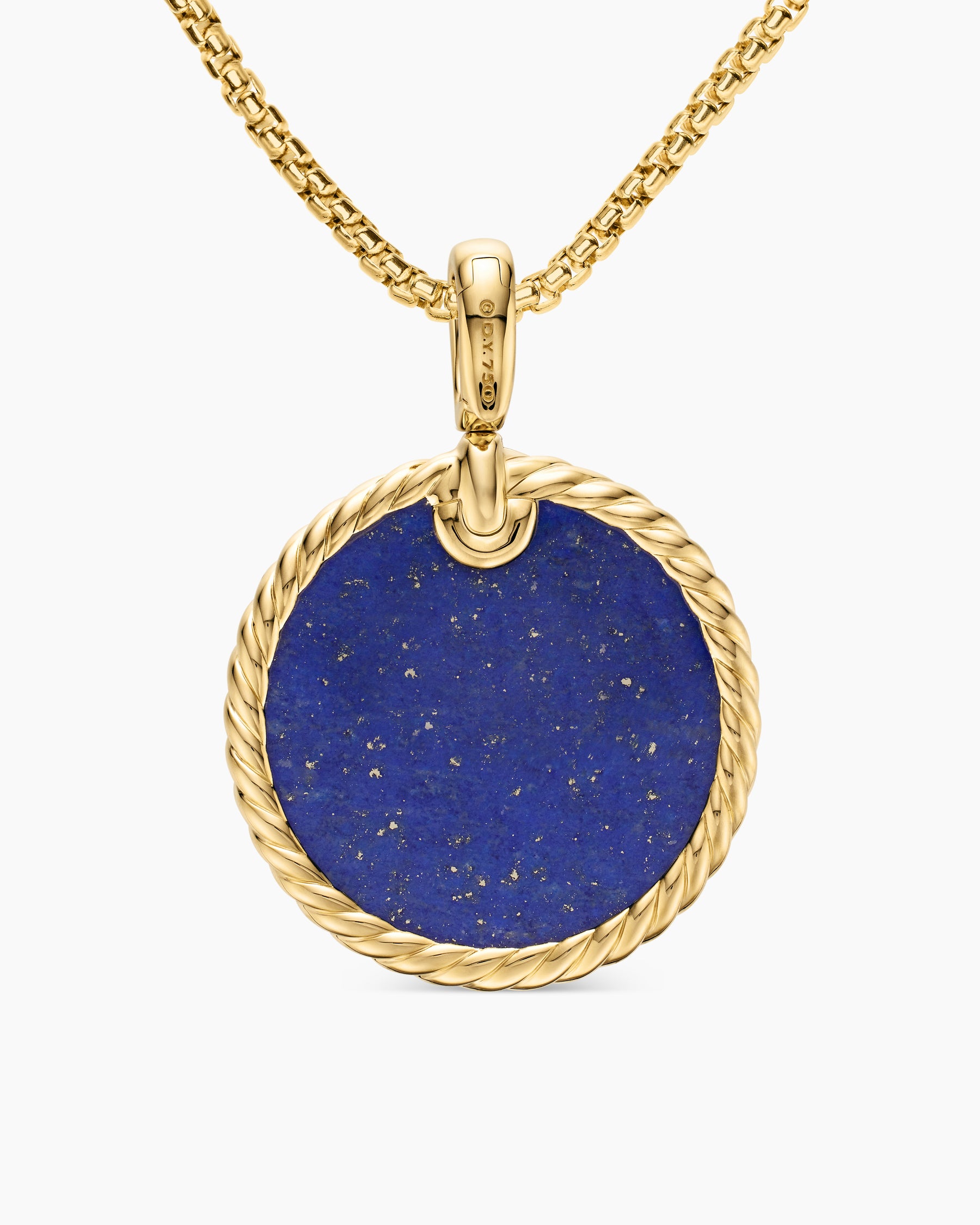 DY Elements Disc Pendant in 18K Yellow Gold with Lapis, 24mm - Image 4