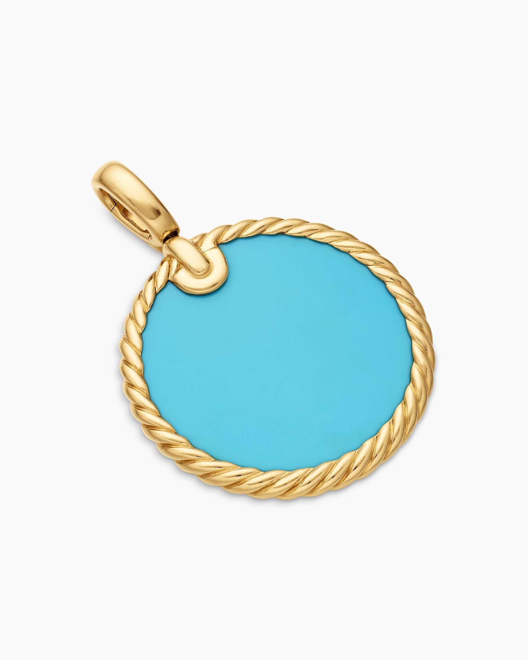 DY Elements Disc Pendant in 18K Yellow Gold with Turquoise, 24mm - Image 3