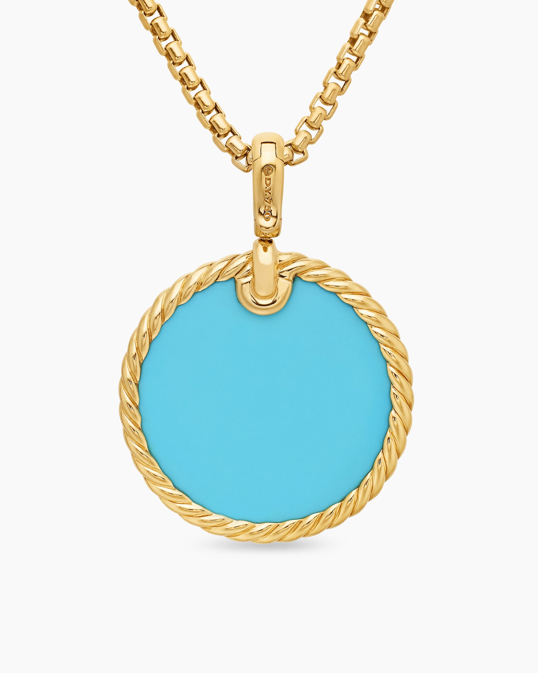DY Elements Disc Pendant in 18K Yellow Gold with Turquoise, 24mm - Image 4