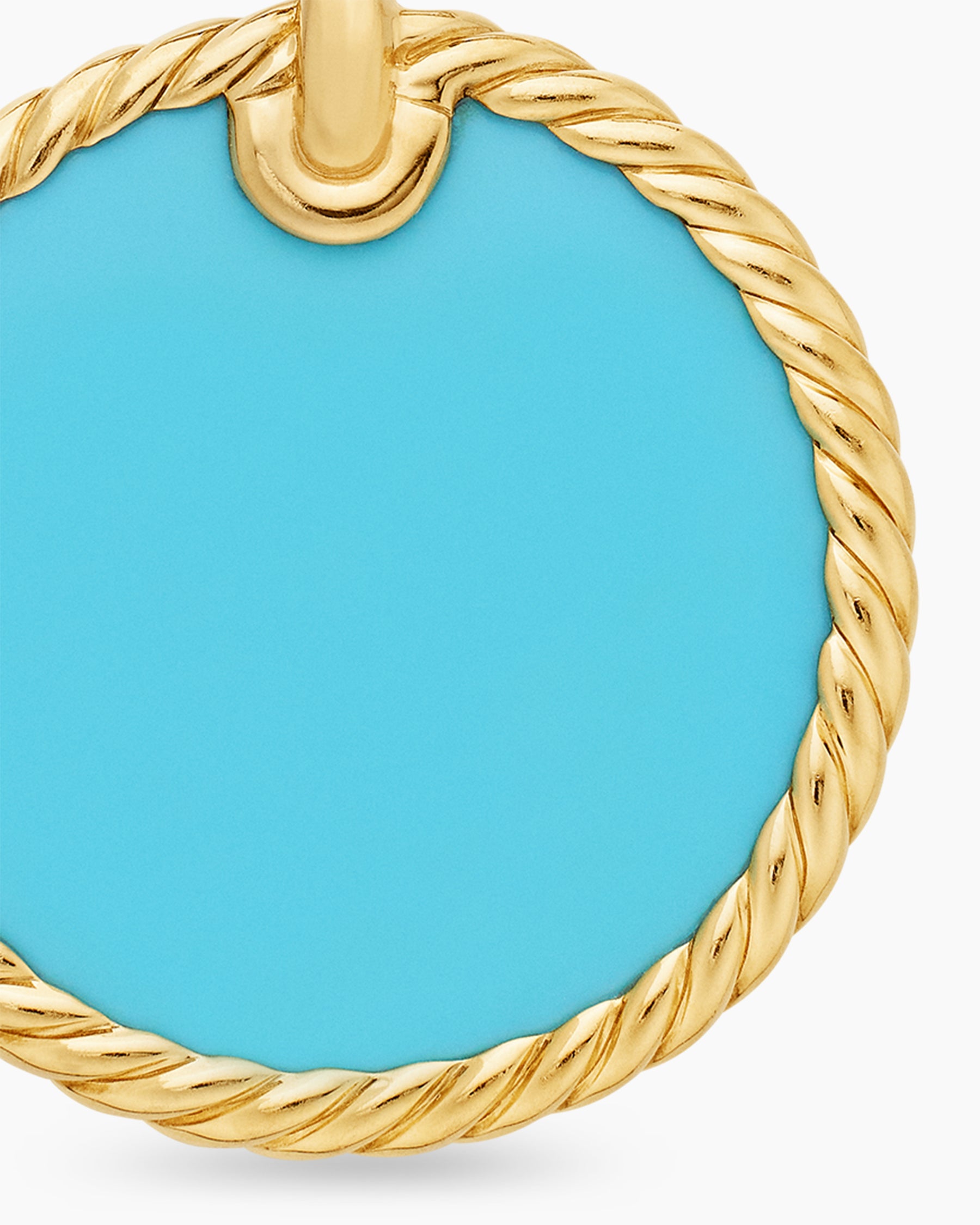 DY Elements Disc Pendant in 18K Yellow Gold with Turquoise, 24mm - Image 5