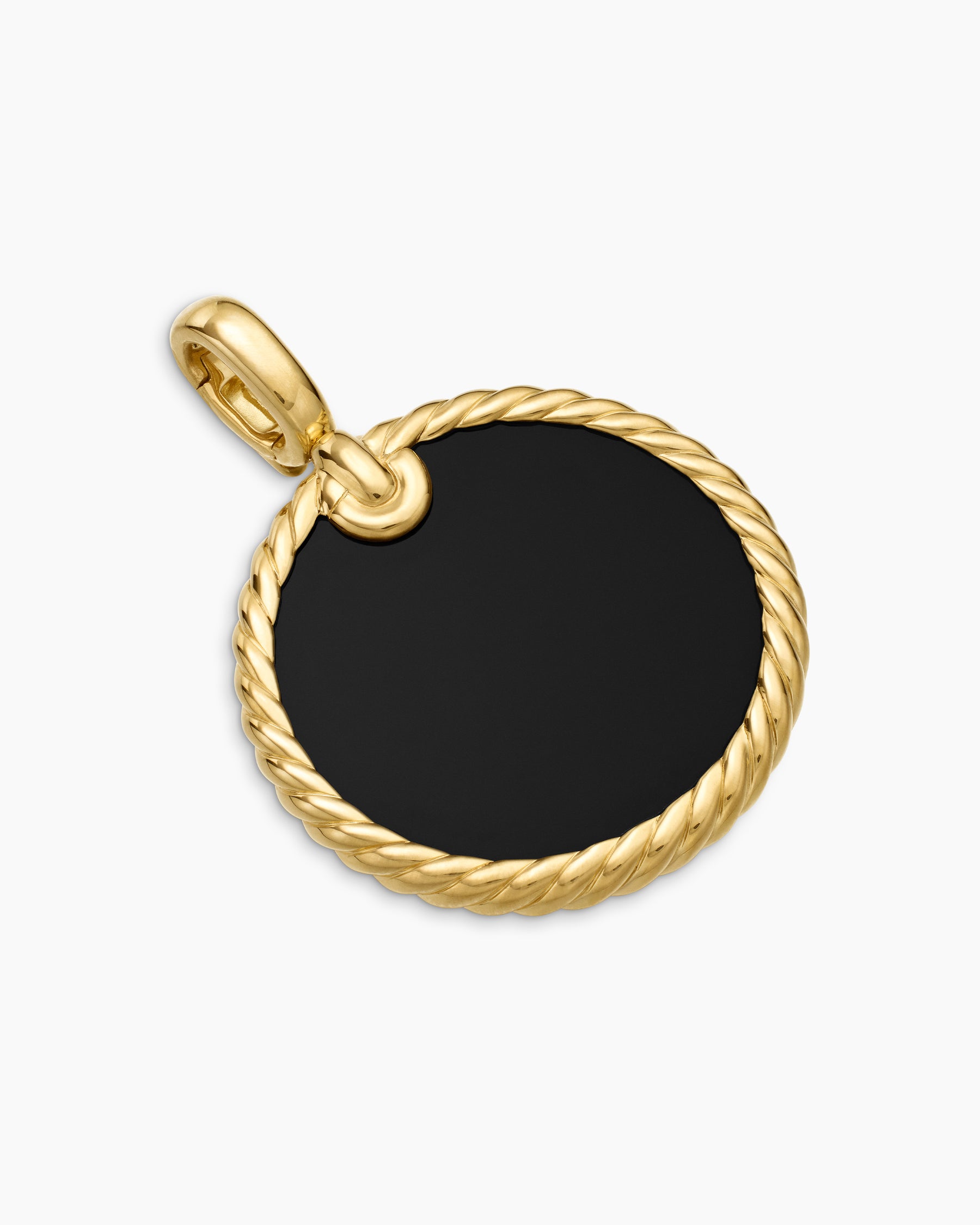 DY Elements Disc Pendant in 18K Yellow Gold with Black Onyx Reversible to Mother of Pearl, 24mm - Image 3
