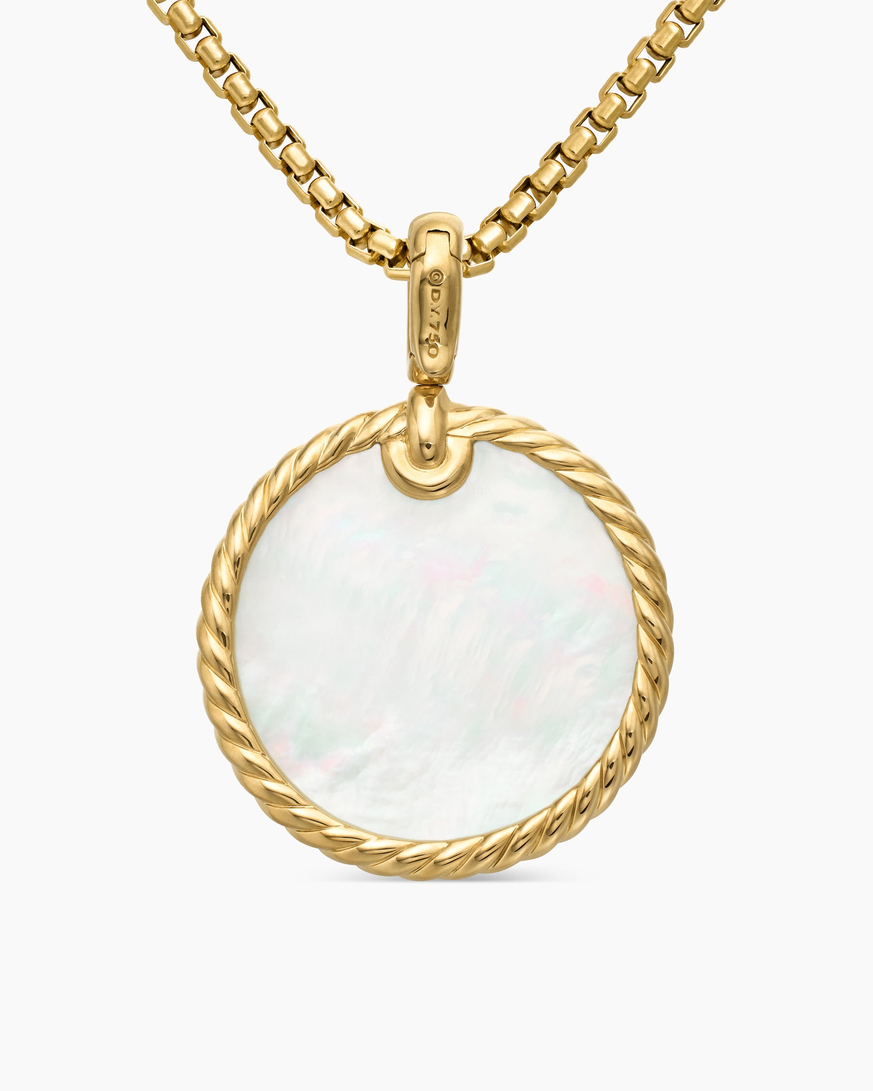 DY Elements Disc Pendant in 18K Yellow Gold with Black Onyx Reversible to Mother of Pearl, 24mm - Image 4
