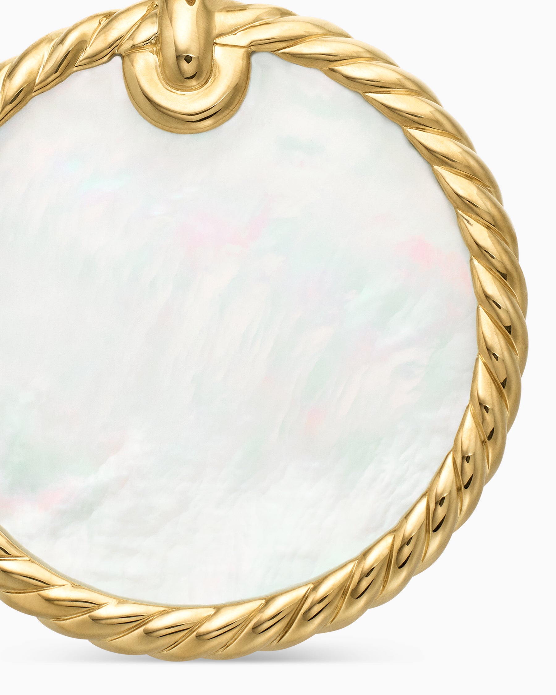 DY Elements Disc Pendant in 18K Yellow Gold with Black Onyx Reversible to Mother of Pearl, 24mm - Image 6
