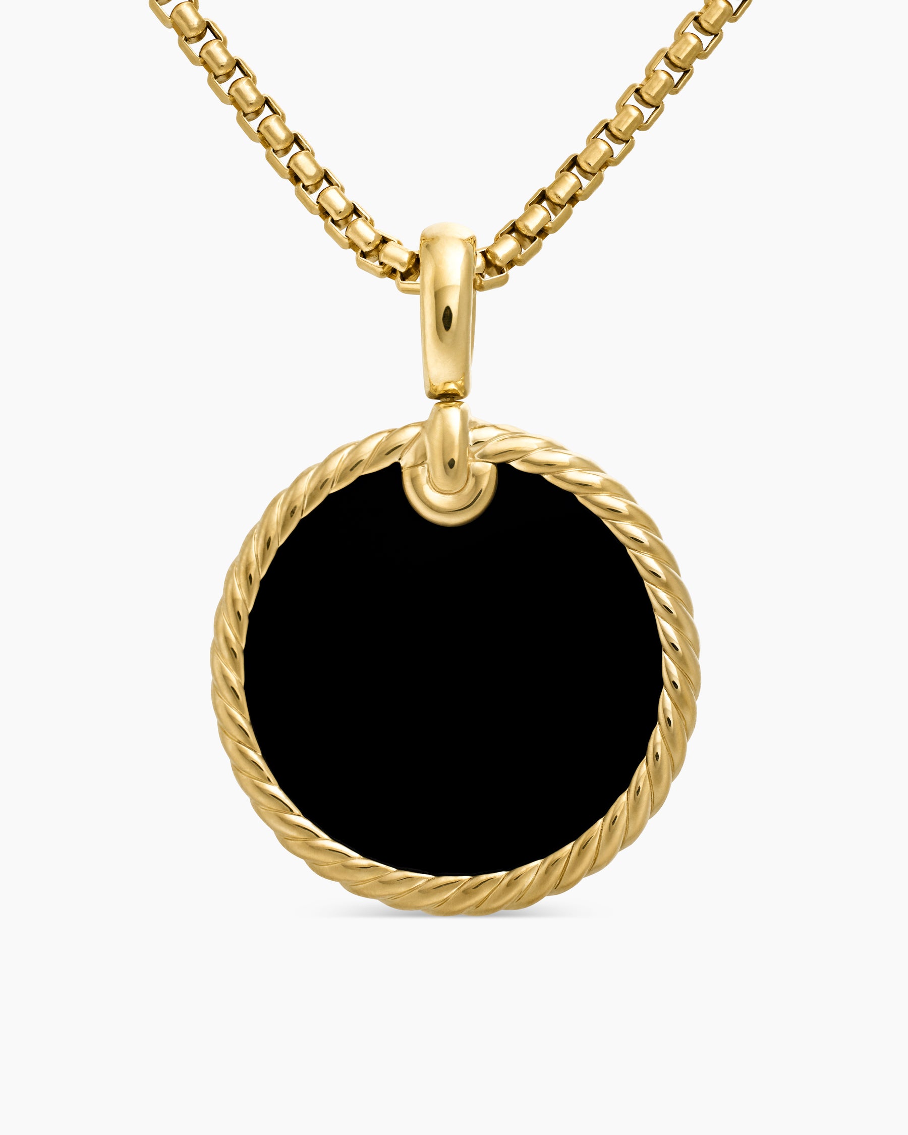 DY Elements Disc Pendant in 18K Yellow Gold with Black Onyx Reversible to Mother of Pearl, 24mm