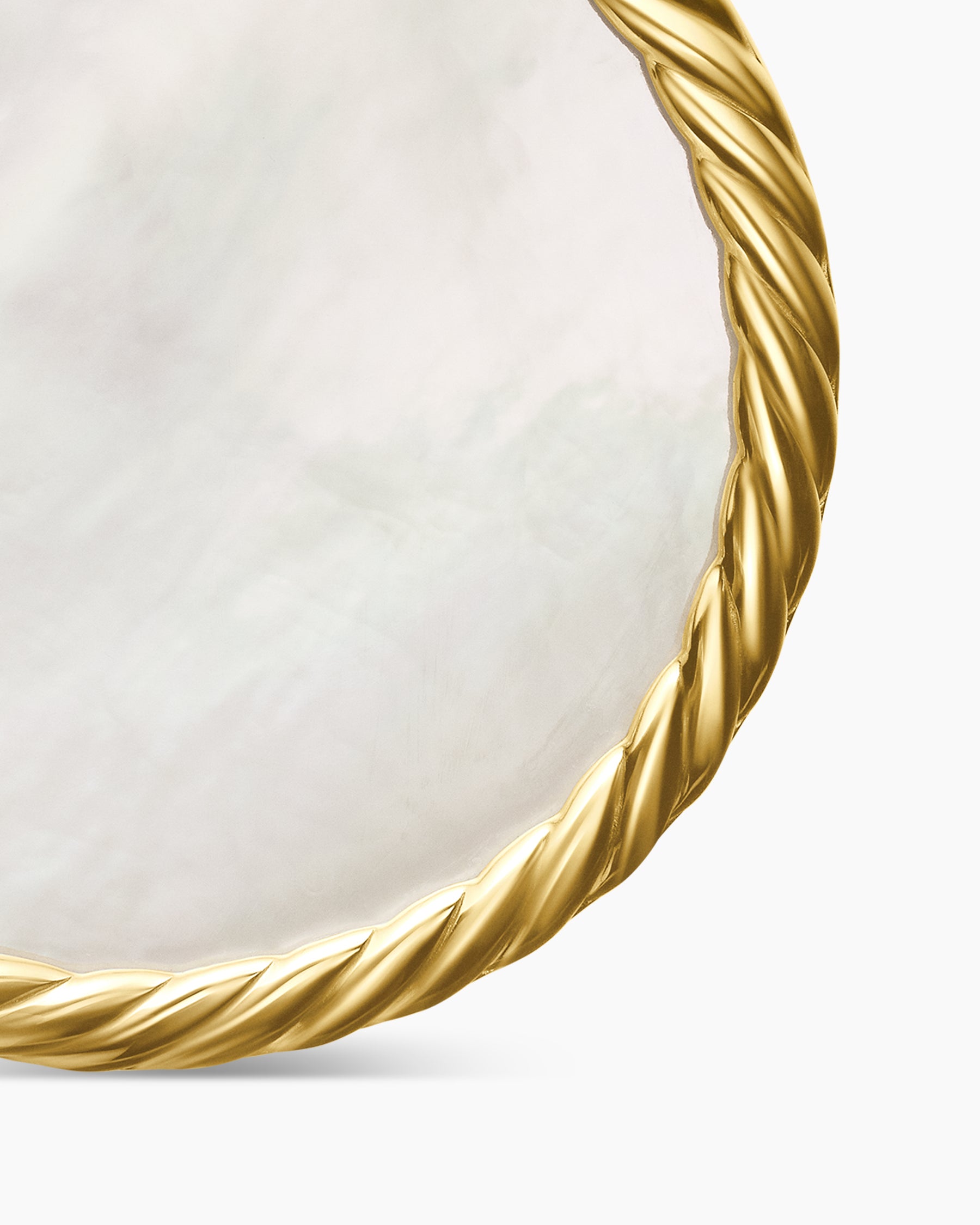 DY Elements Disc Pendant in 18K Yellow Gold with Mother of Pearl and Diamond Rim, 24mm - Image 6