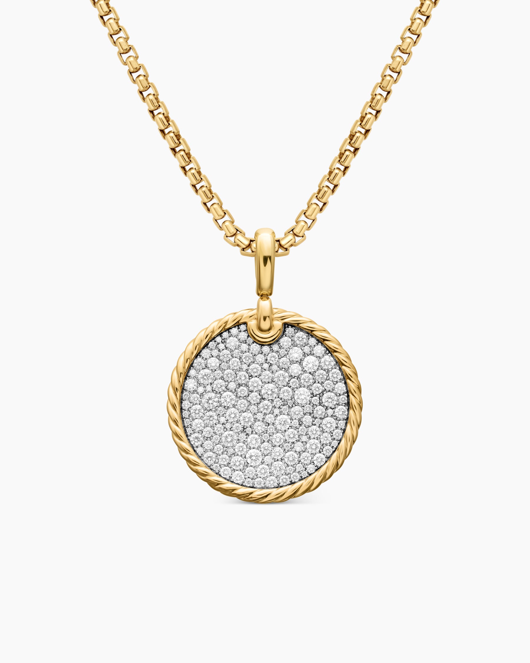 DY Elements Disc Pendant in 18K Yellow Gold with Diamonds, 24mm