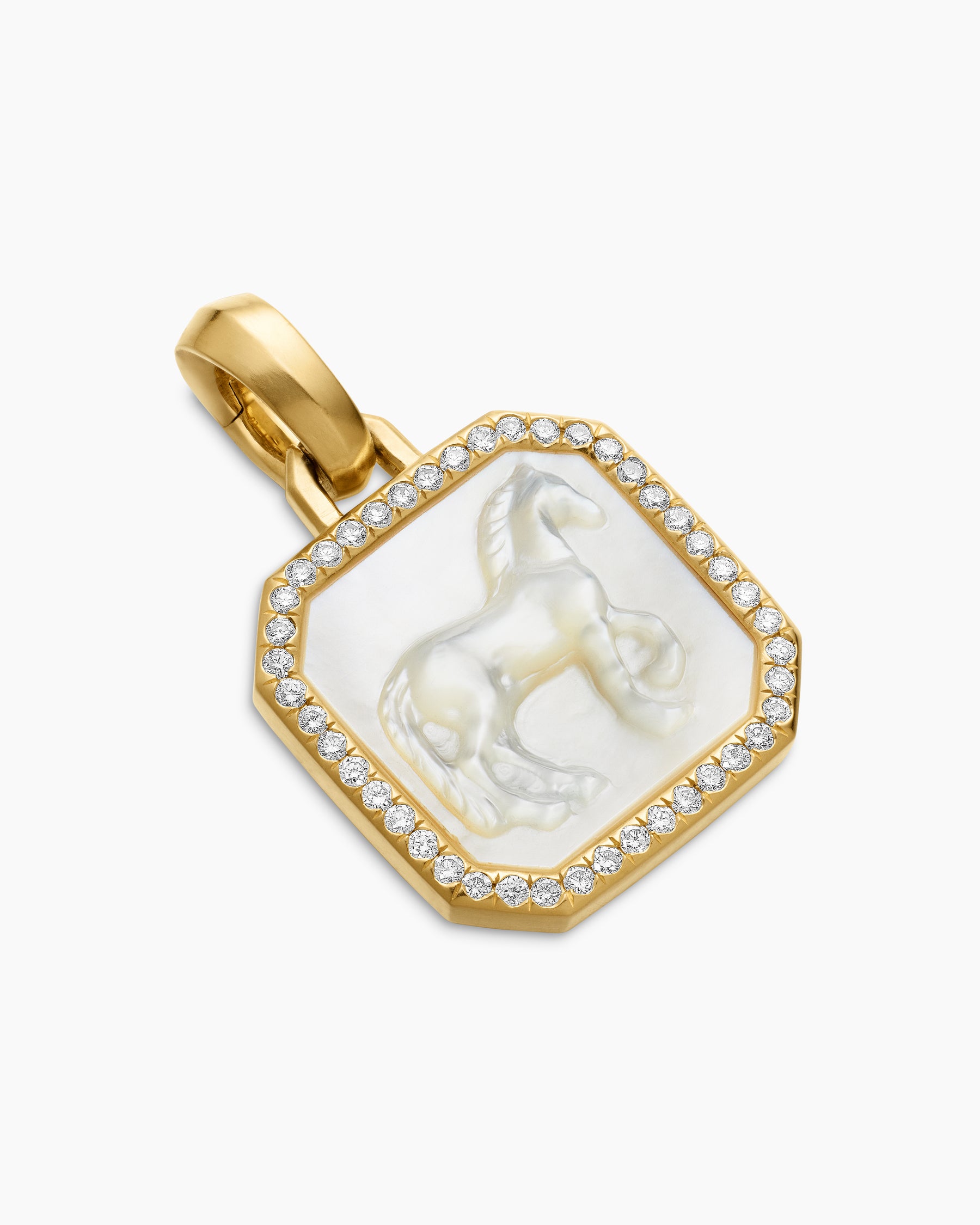 Petrvs Horse Amulet in 18K Yellow Gold with Mother of Pearl and Diamonds, 16.4mm - Image 3